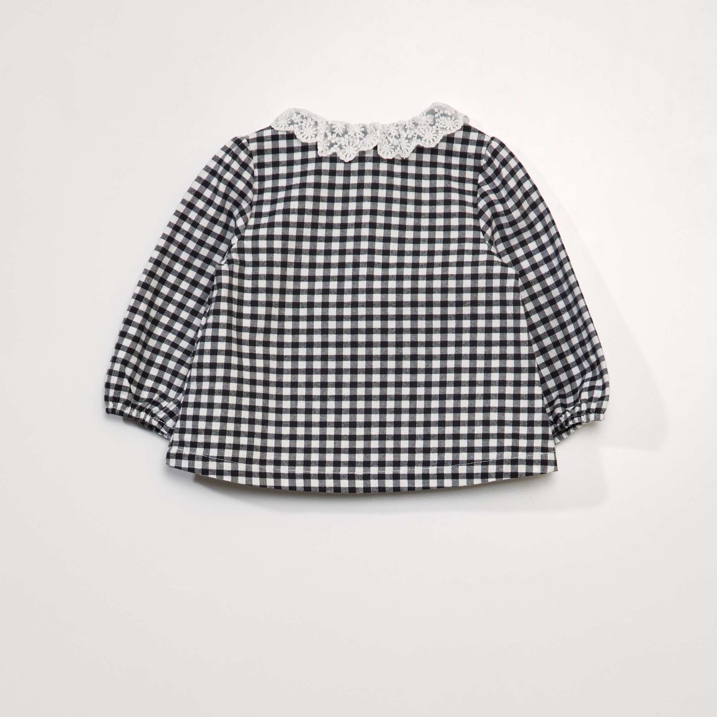 Blouse carreaux avec col claudine Noir/blanc