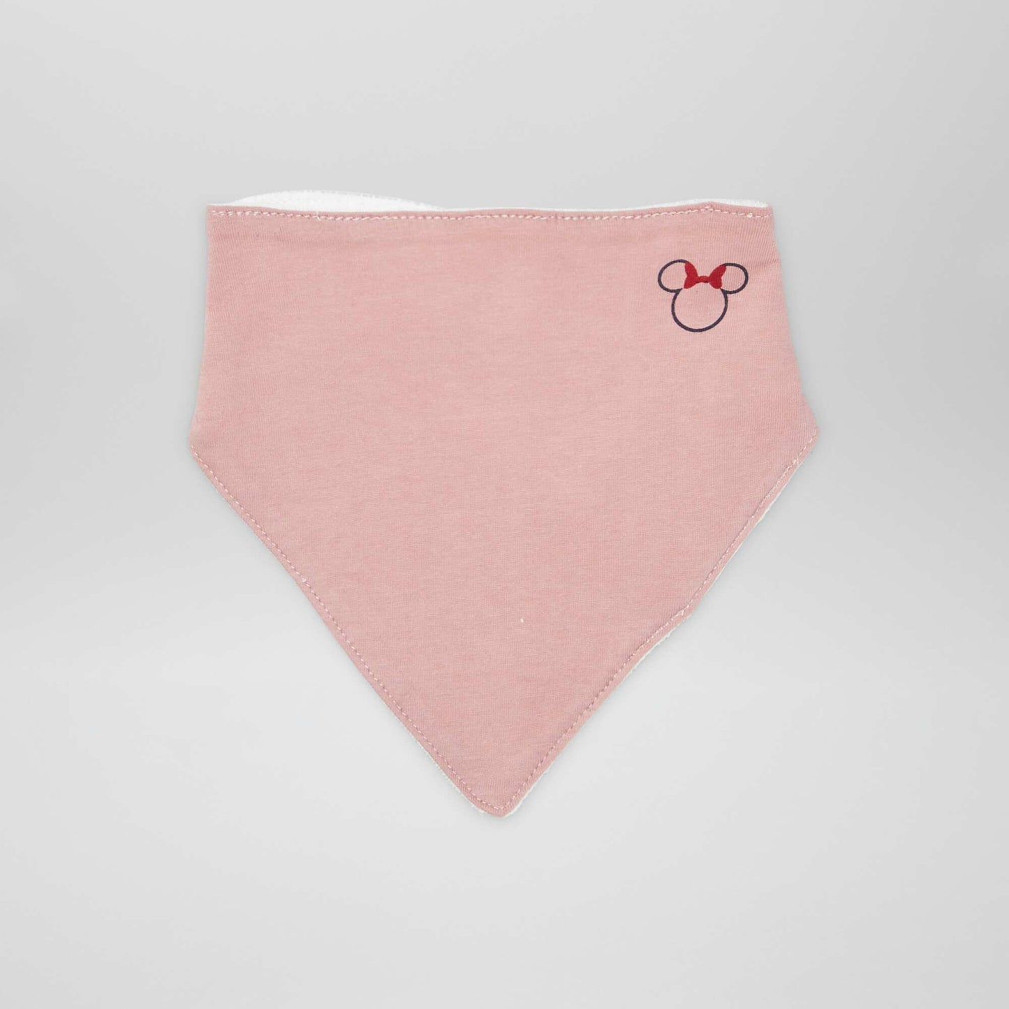 Lot de 3 bavoirs triangles avec pressions 'Disney' Blanc/rose