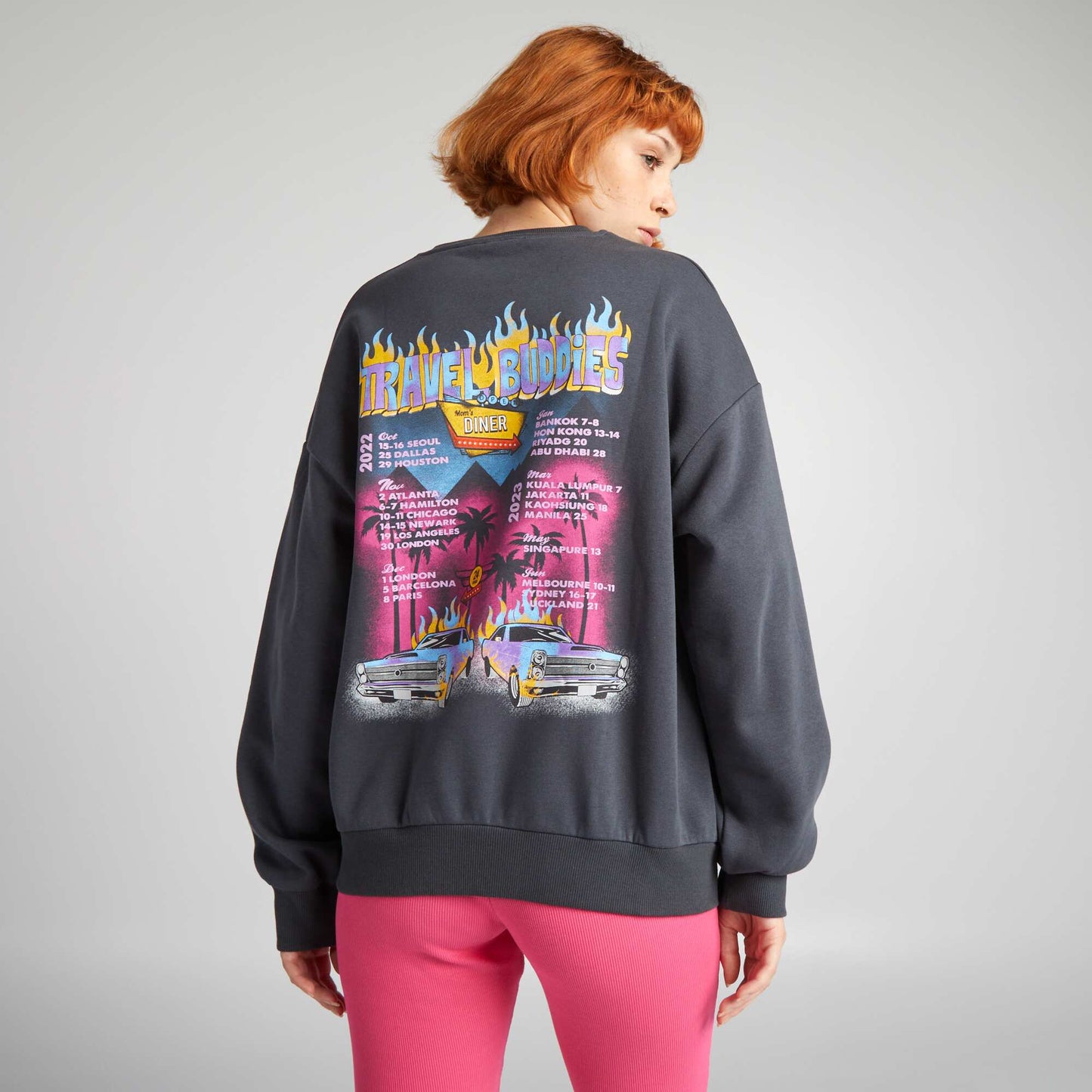 Sweat imprim 'Palm Tree' Gris