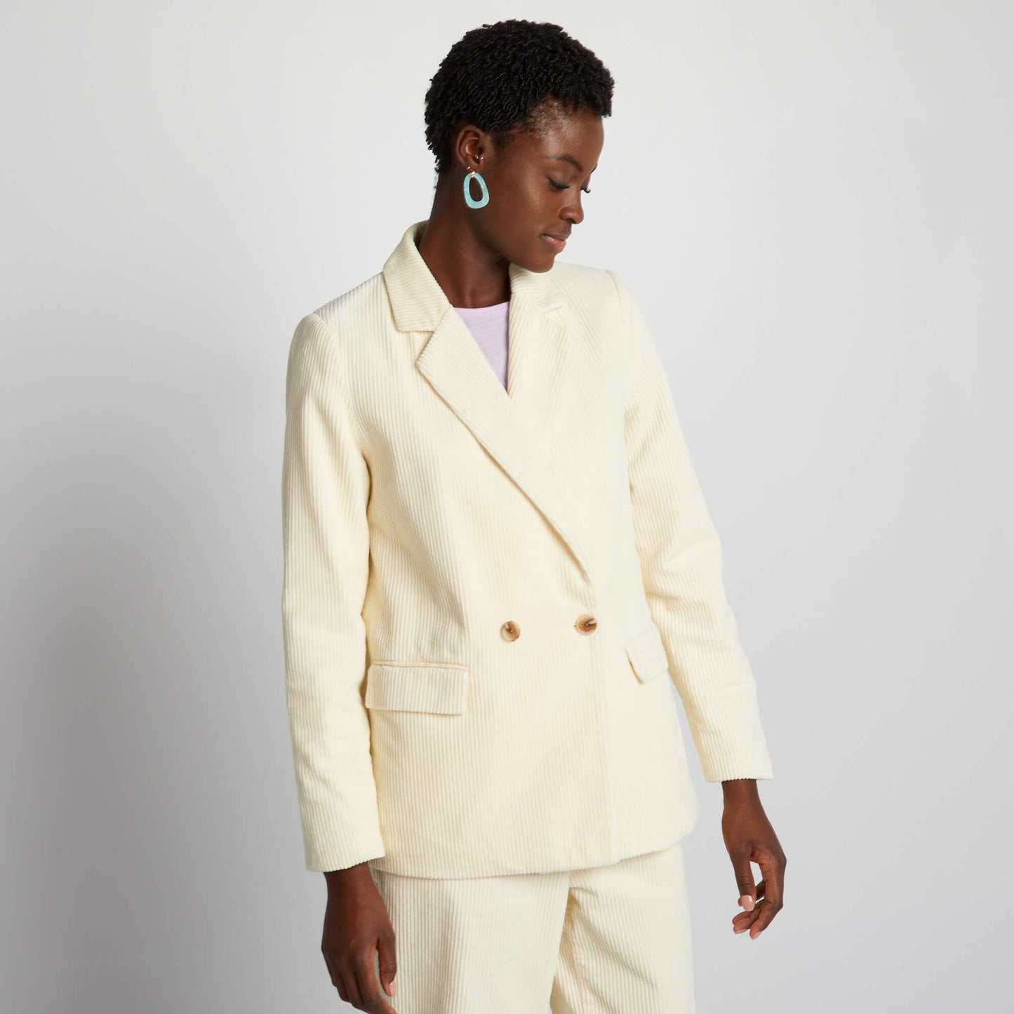 Blazer crois en velours Cr me