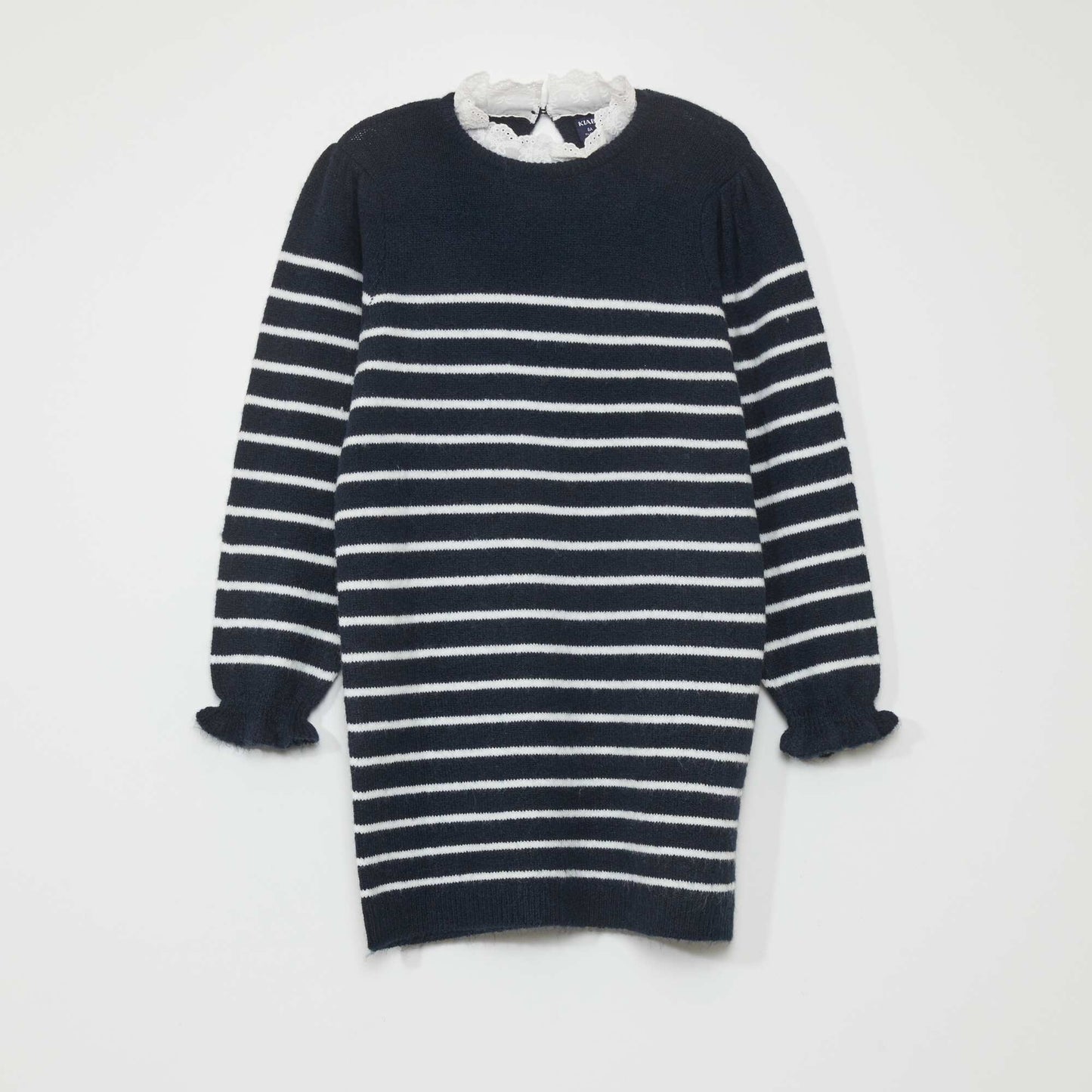 Robe pull en maile rayures Bleu