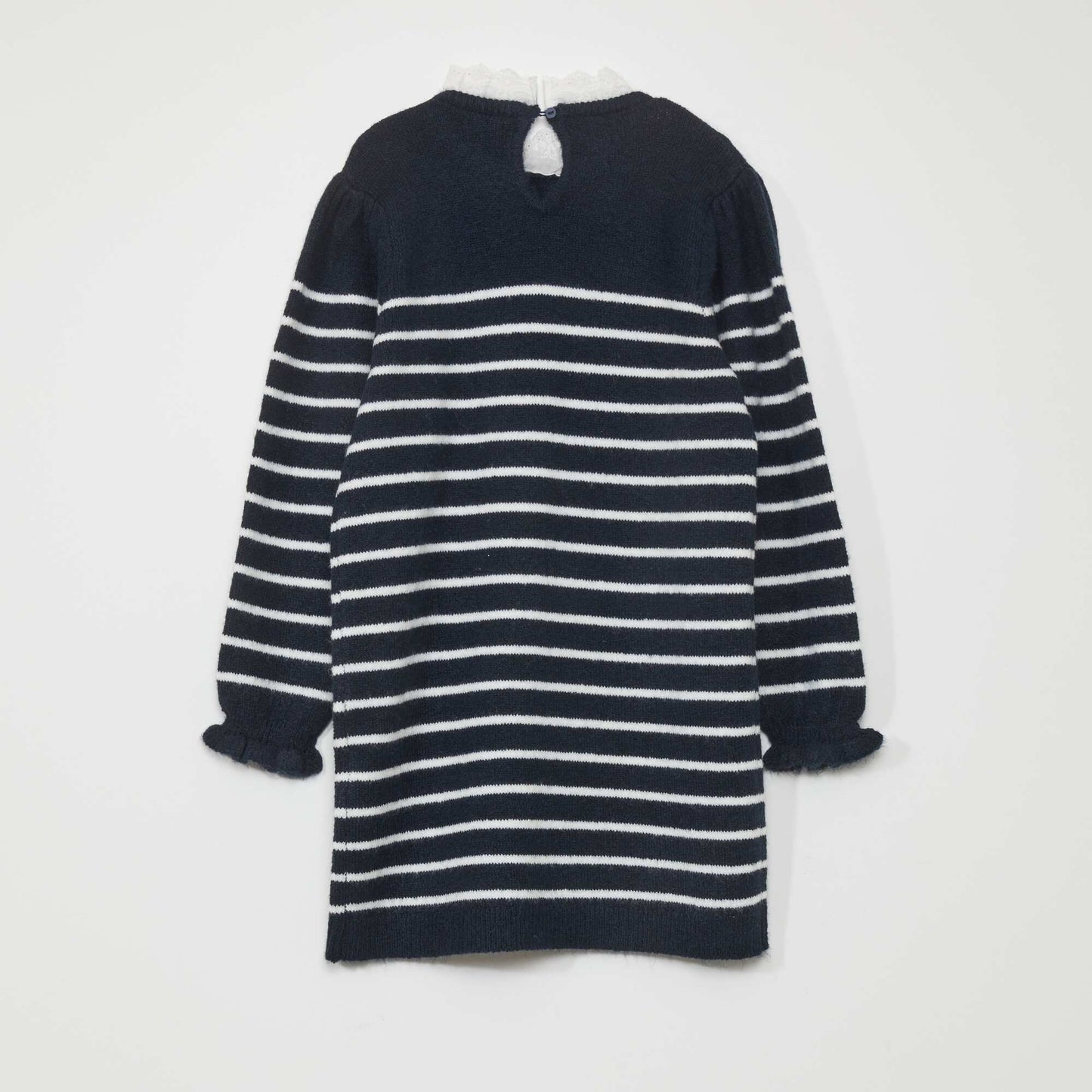Robe pull en maile rayures Bleu