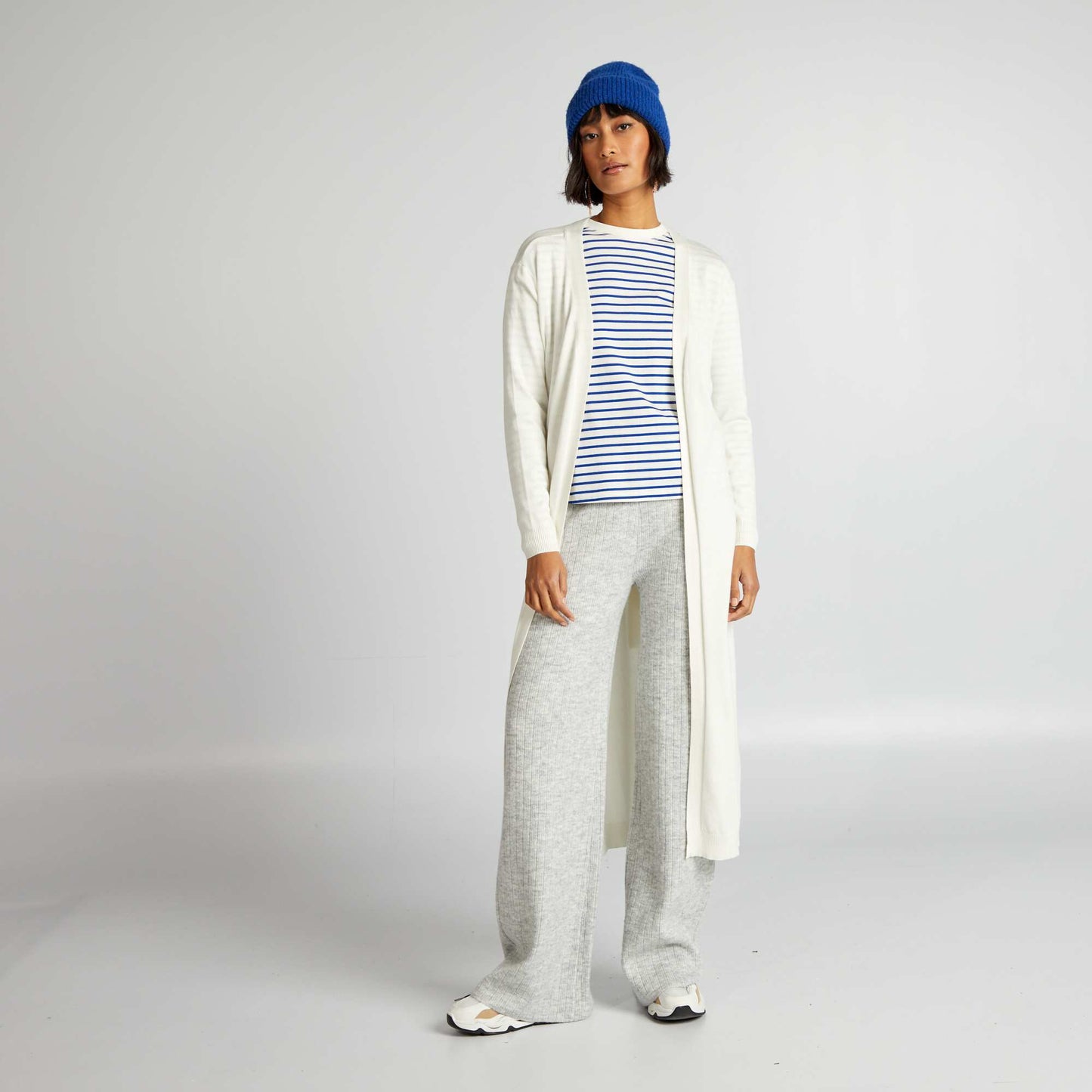 Gilet extra long ceinture Blanc