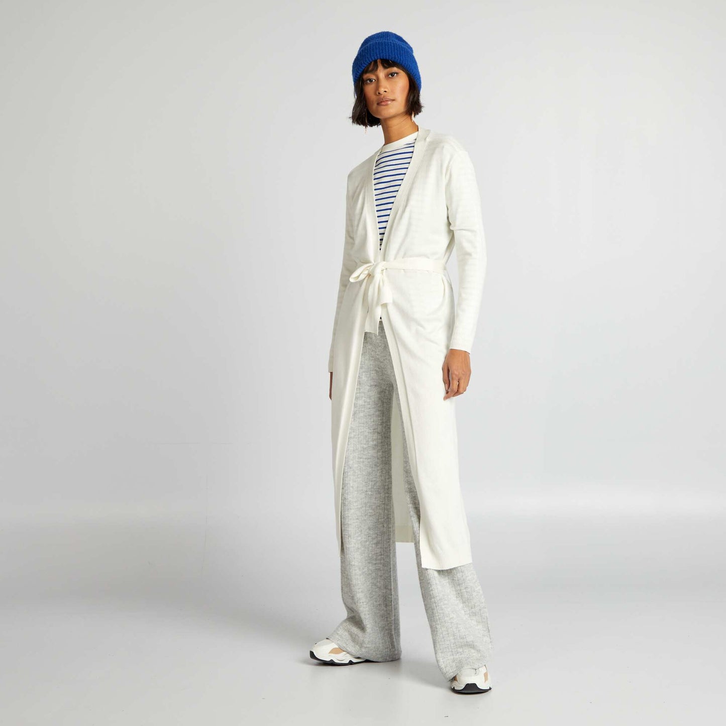 Gilet extra long ceinture Blanc