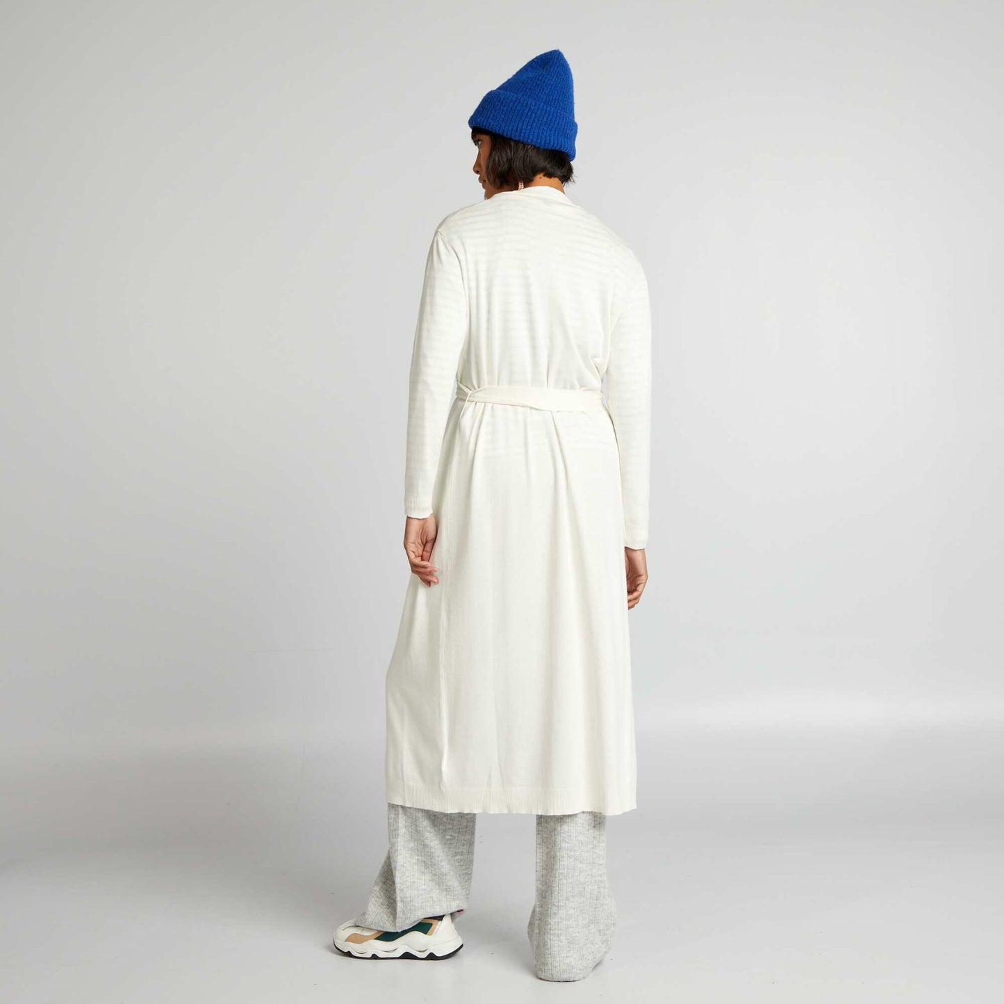 Gilet extra long ceinture Blanc