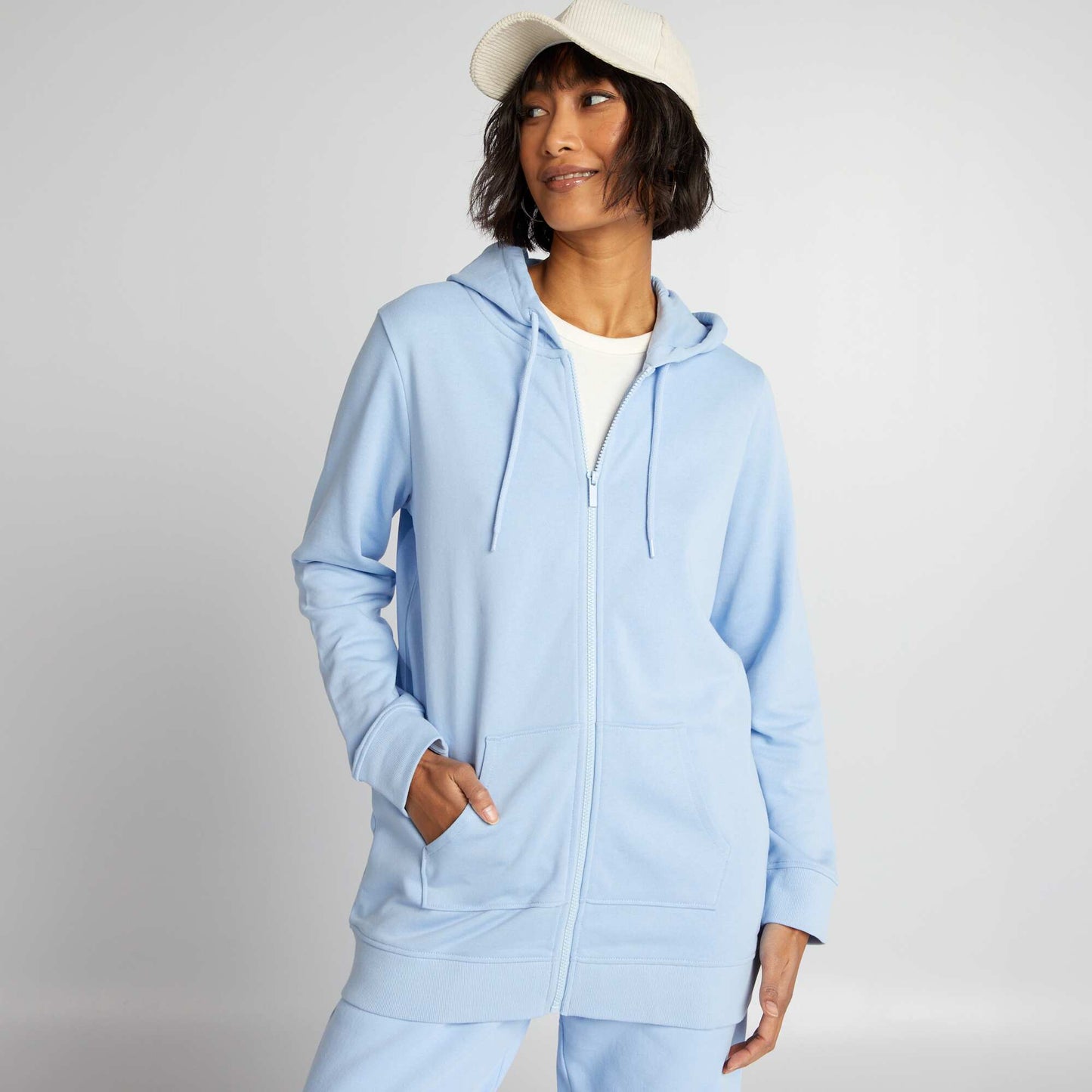 Sweat zipp capuche Bleu
