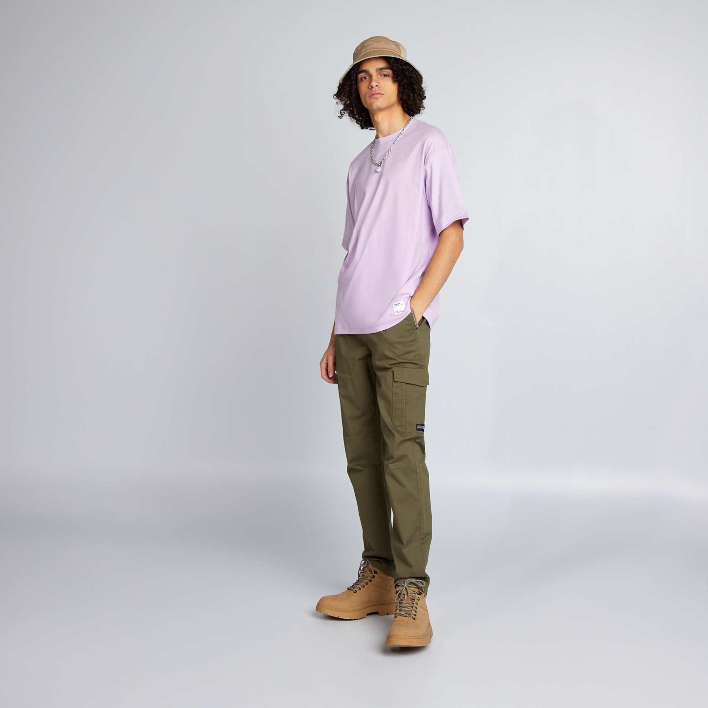 Pantalon slim multipoches Kaki