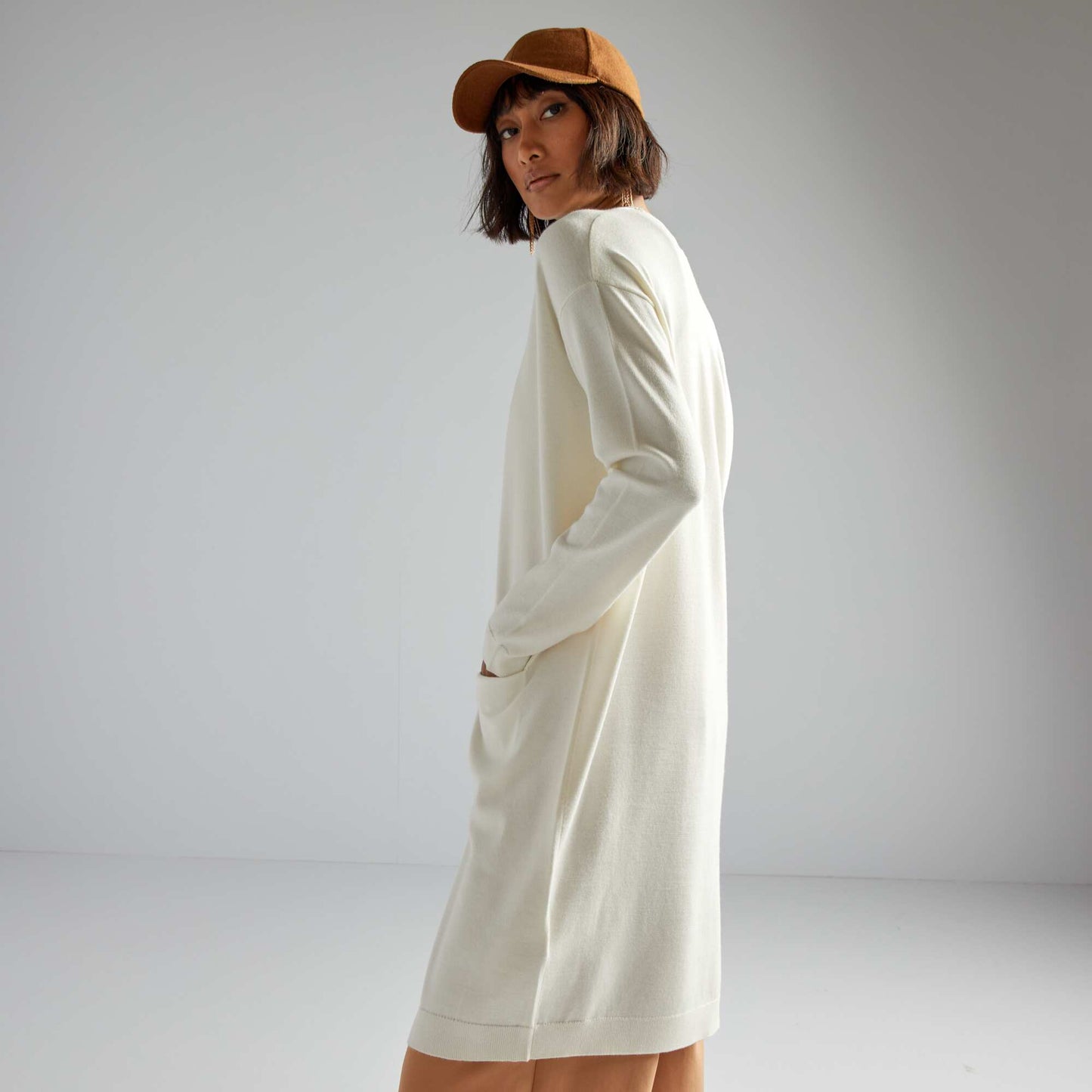 Gilet long boutonn Blanc