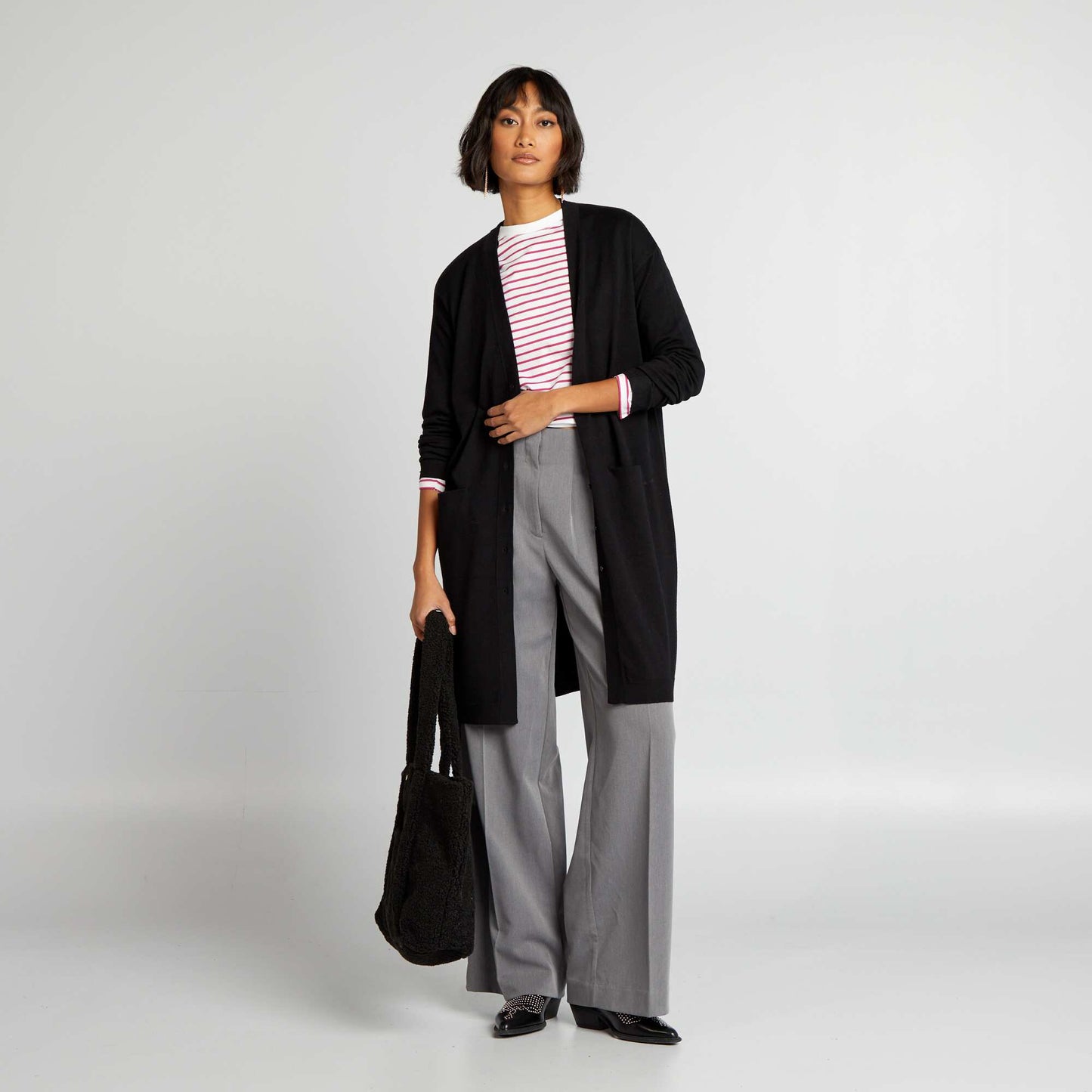 Gilet long boutonn Noir