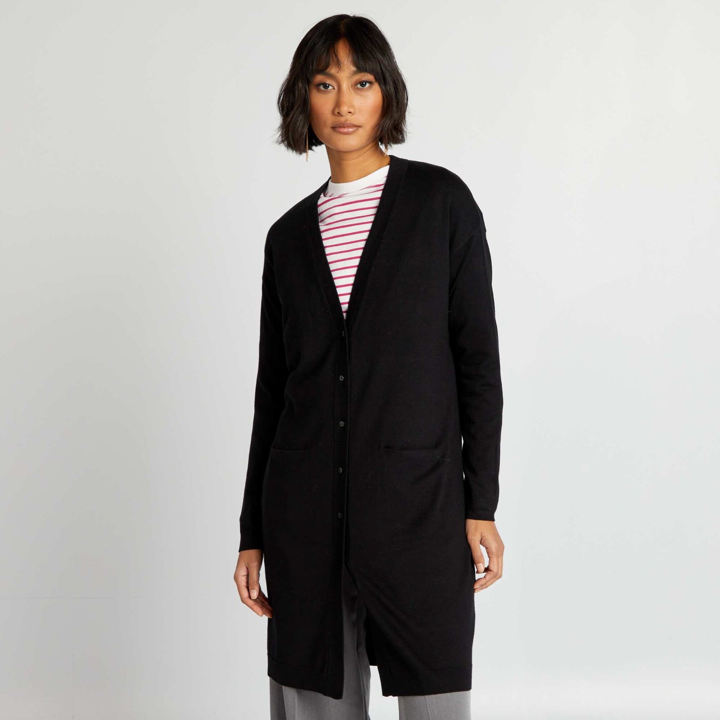 Gilet long boutonn Noir