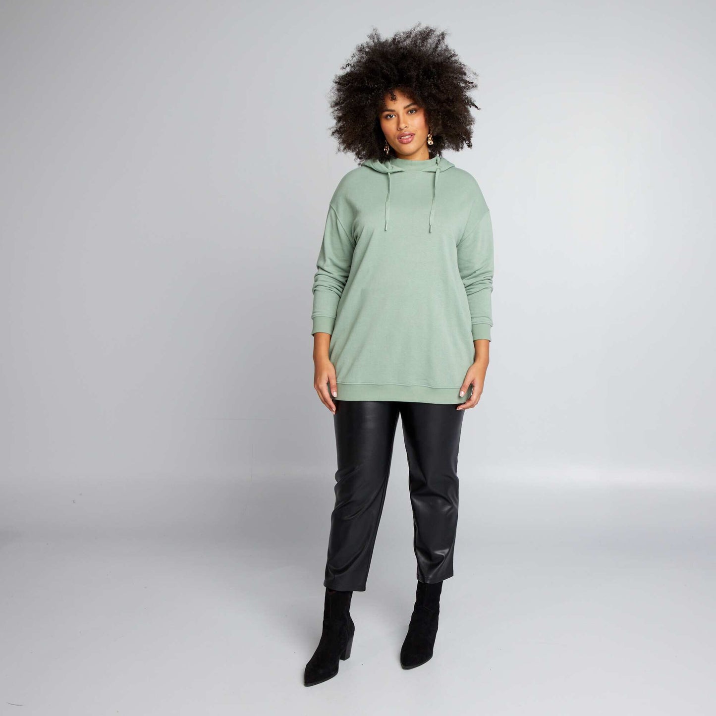 Sweat long capuche Vert