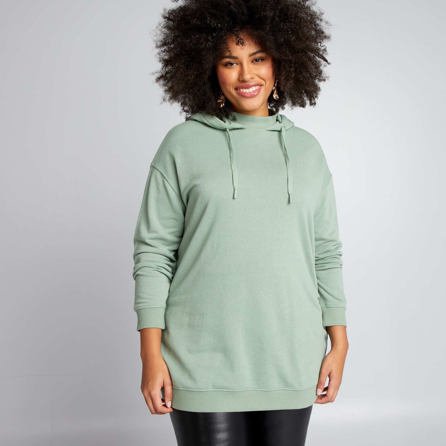 Sweat long capuche Vert
