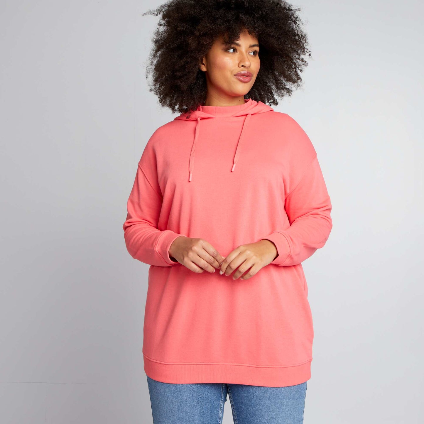 Sweat long capuche Rose