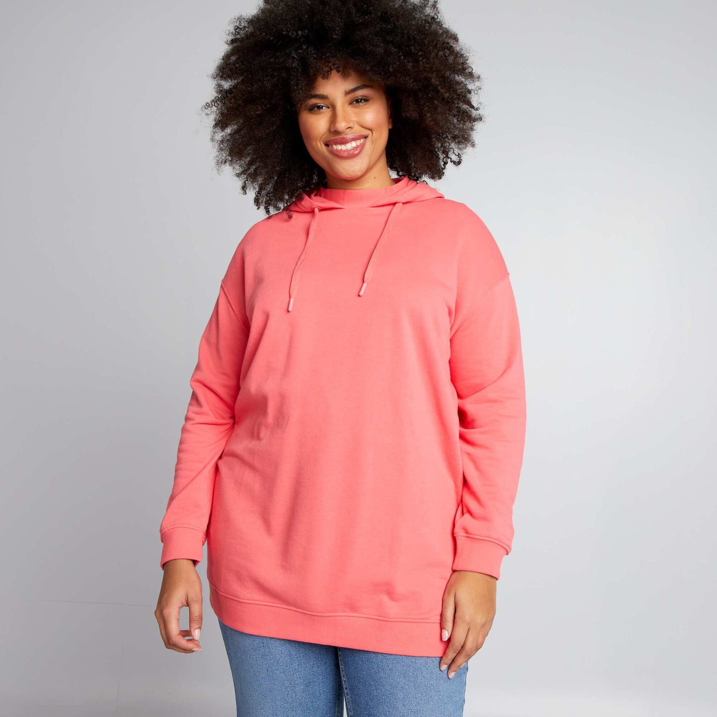 Sweat long capuche Rose