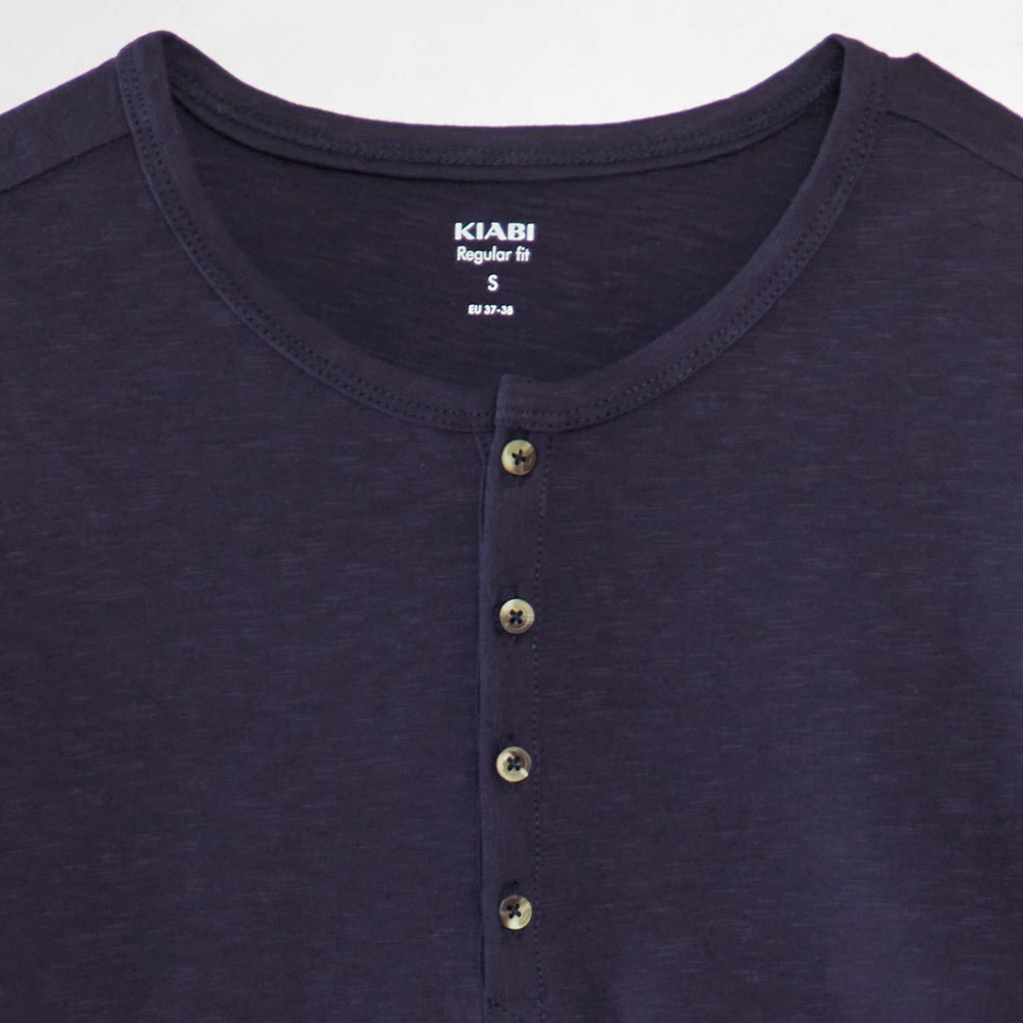 T-shirt en jersey col mao Bleu marine