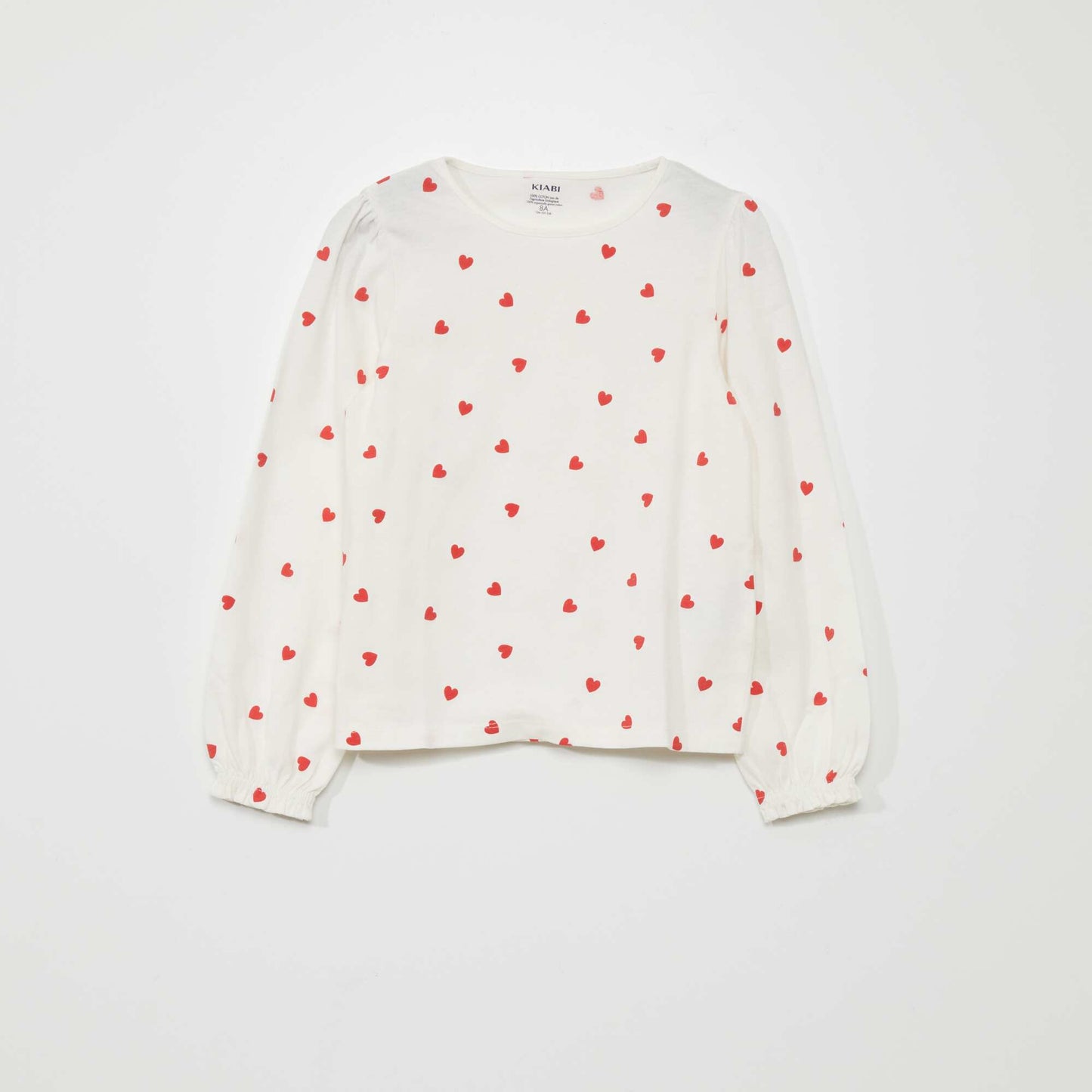 T-shirt manches longues motif 'coeur' Blanc c ur