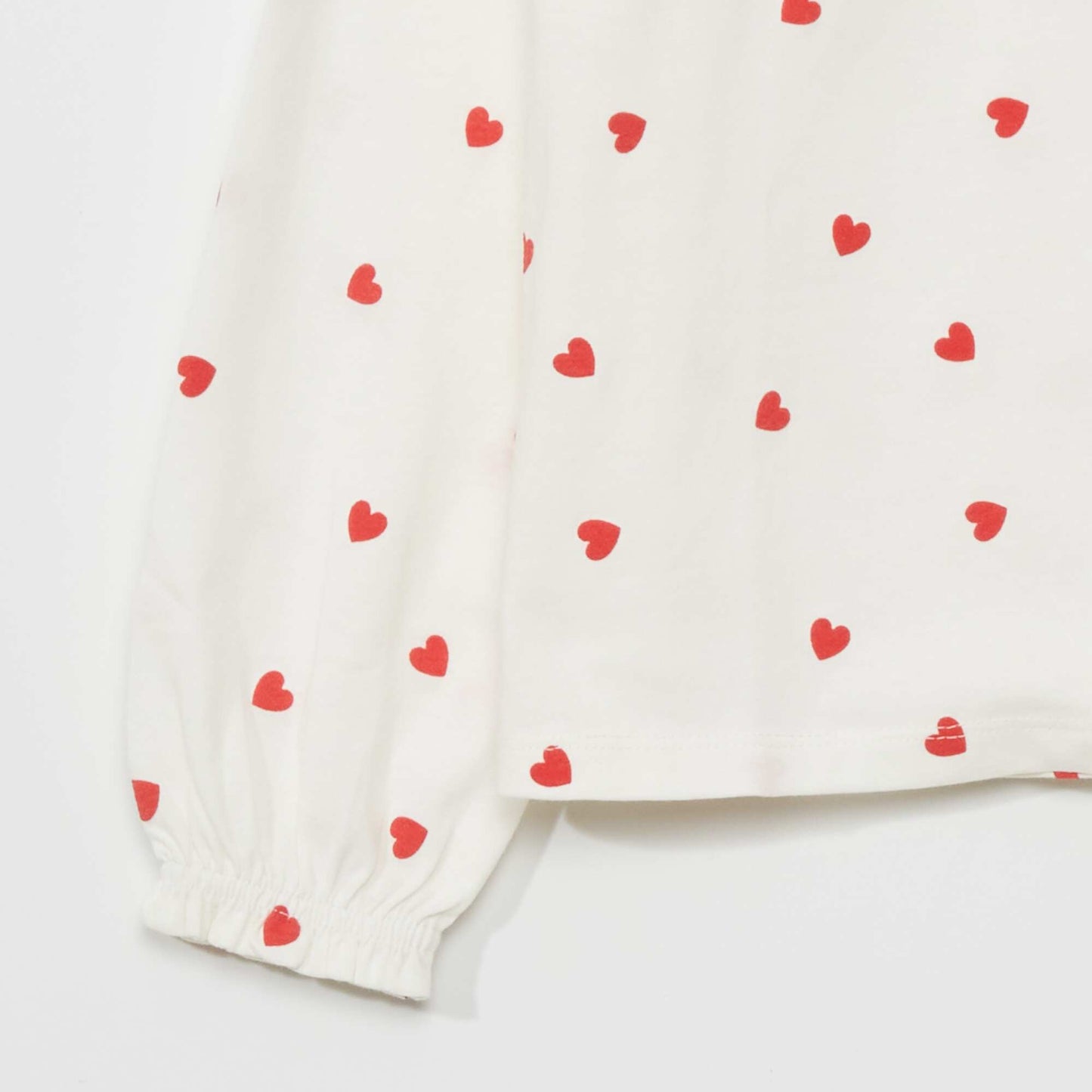 T-shirt manches longues motif 'coeur' Blanc c ur