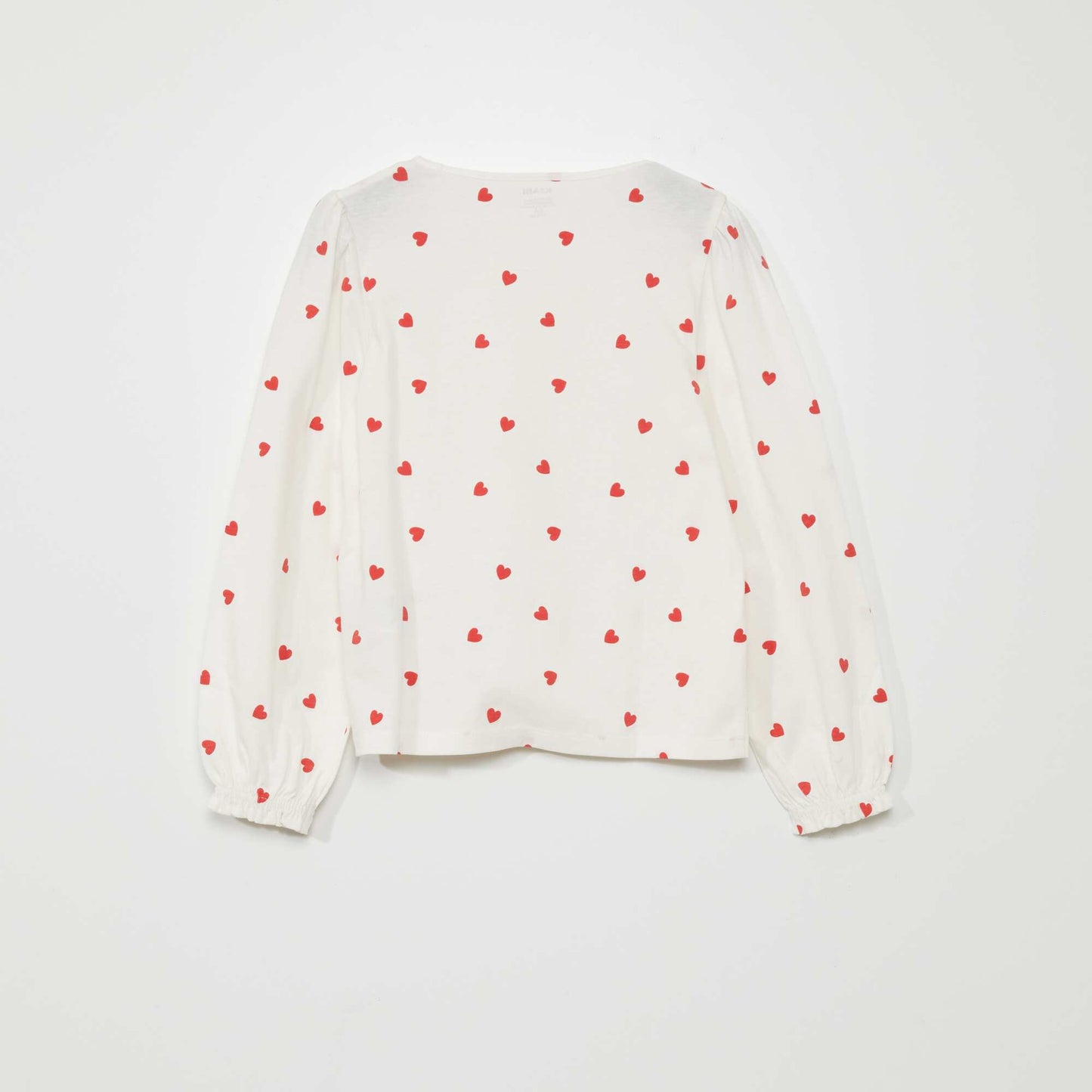 T-shirt manches longues motif 'coeur' Blanc c ur