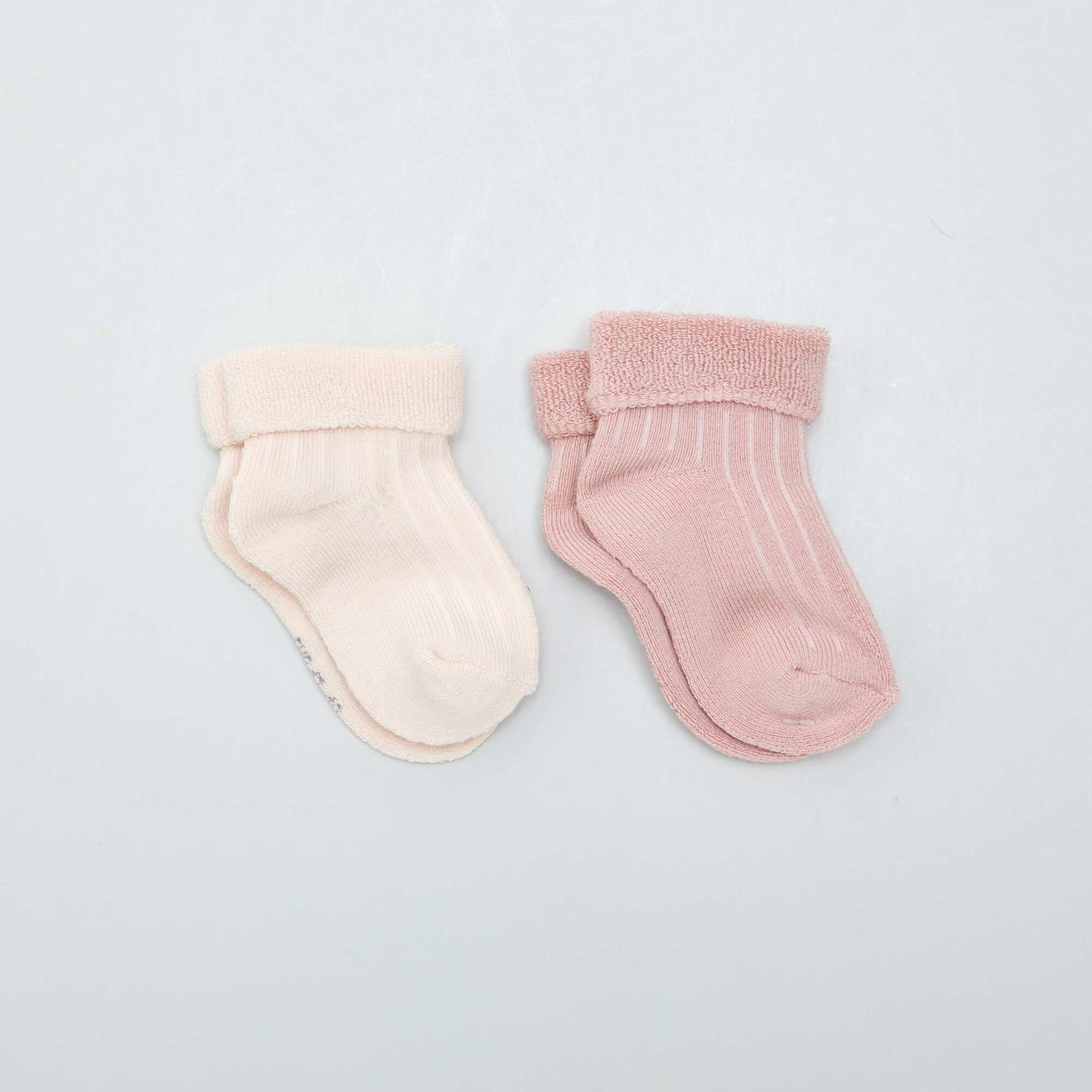 Lot 2 paires de chaussettes en maille bouclette Rose clair/fonc
