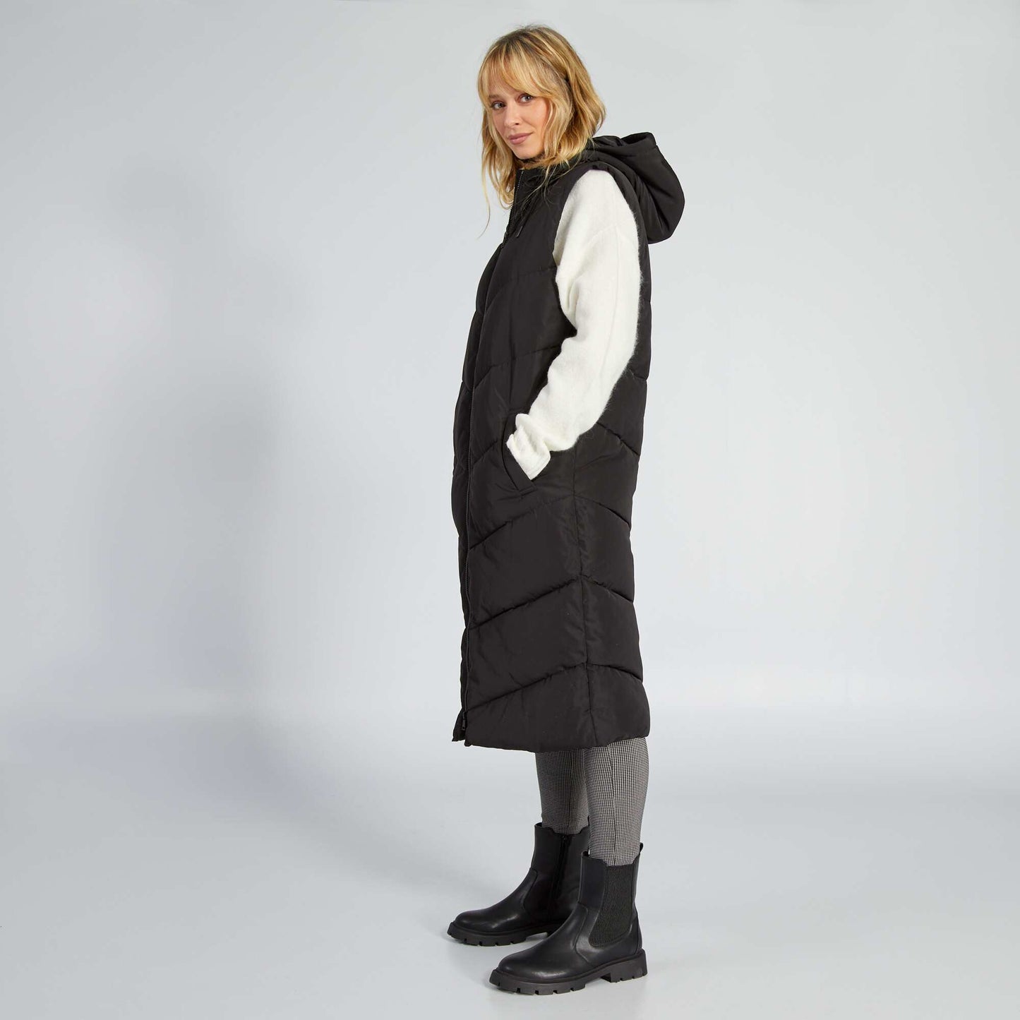 Doudoune sans manches capuche Noir