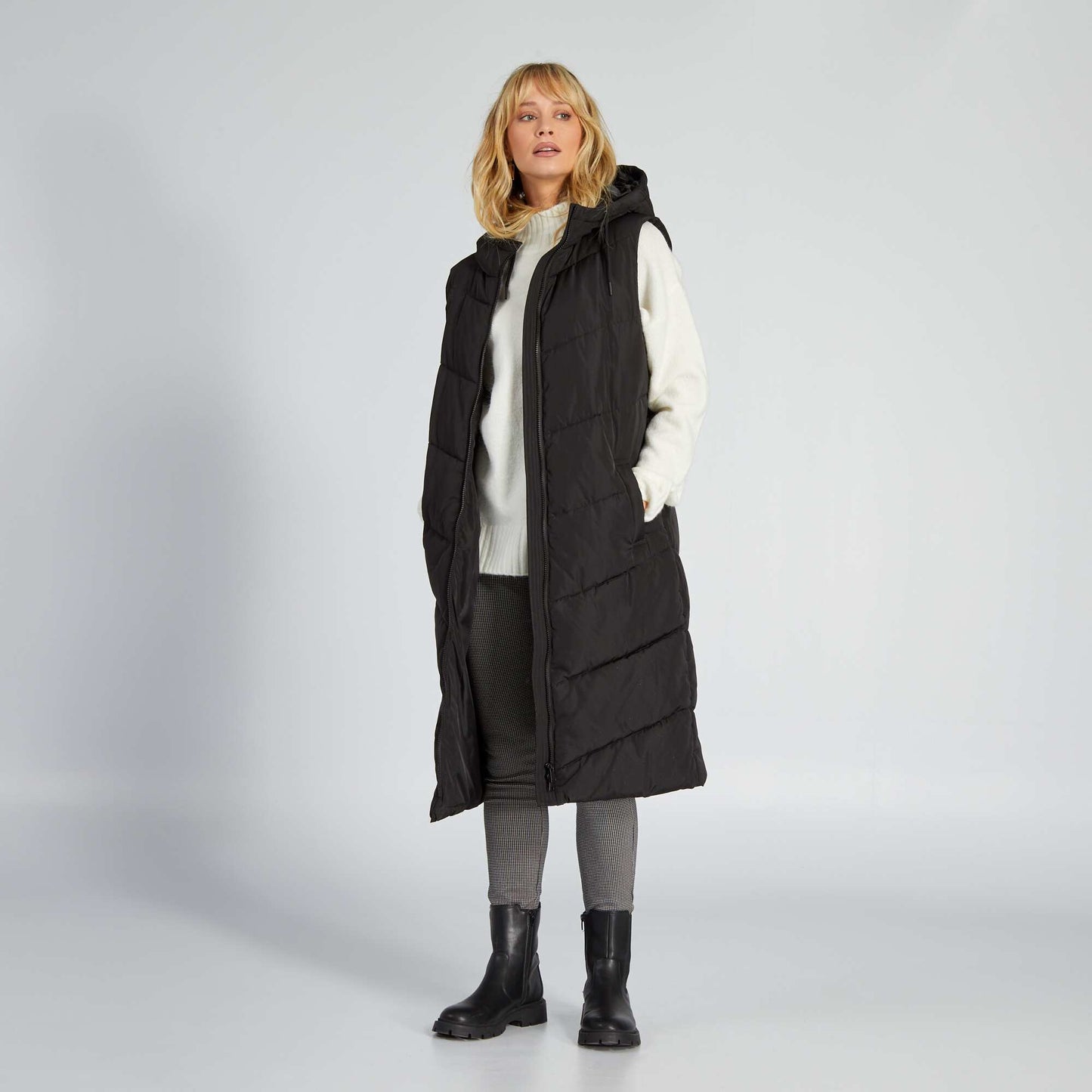 Doudoune sans manches capuche Noir