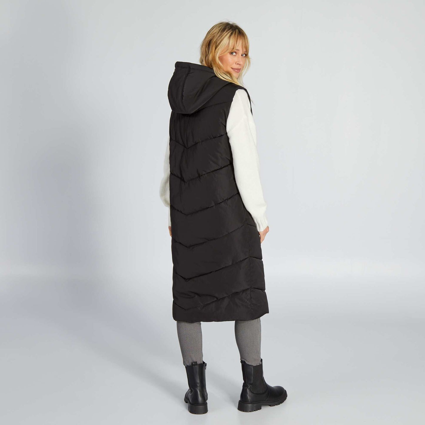 Doudoune sans manches capuche Noir