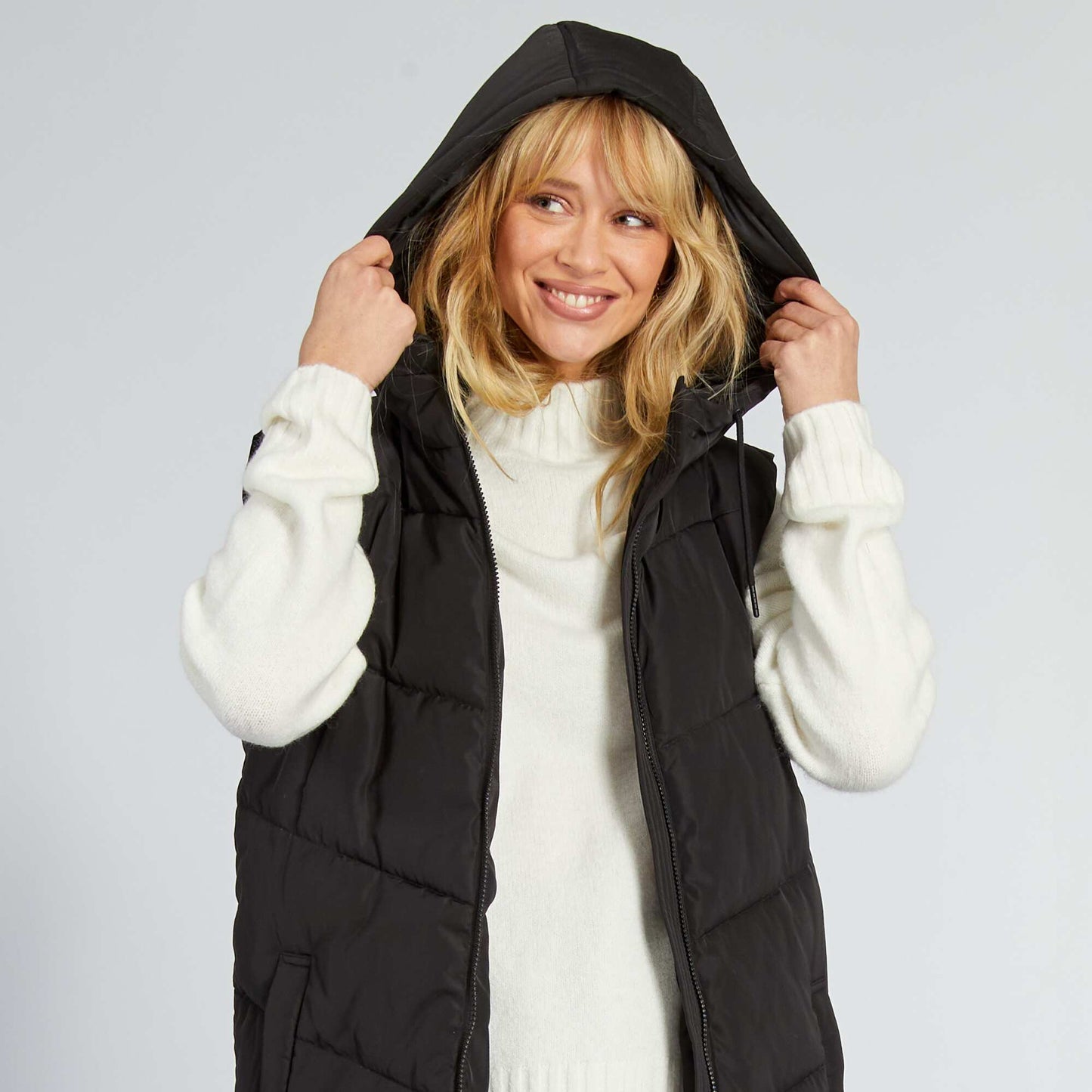 Doudoune sans manches capuche Noir