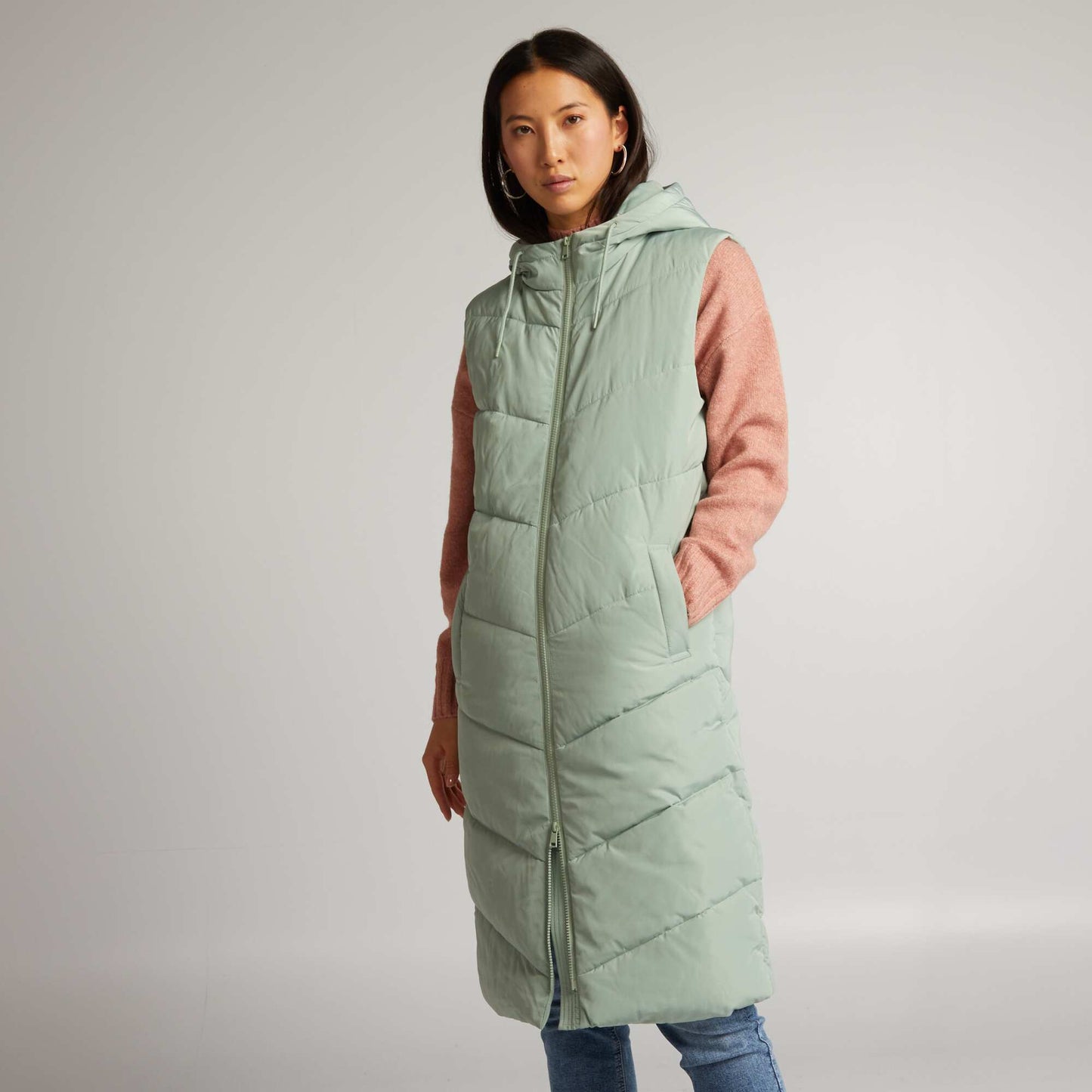 Doudoune sans manches capuche Vert