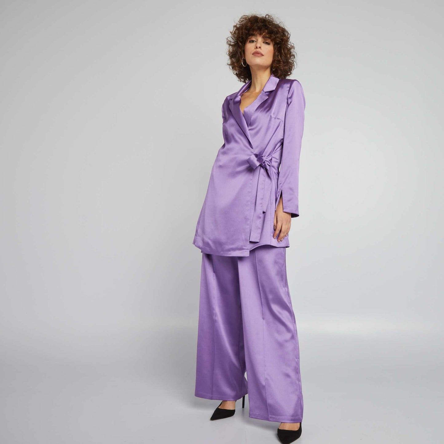 Veste longue en satin VIOLET