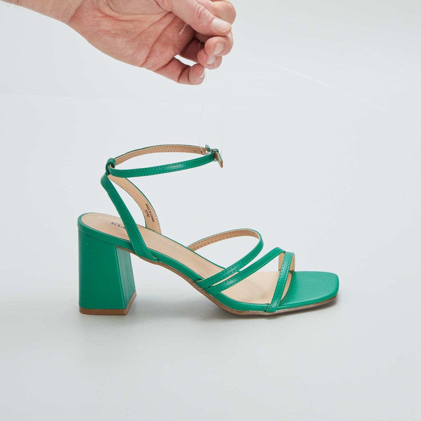 Sandales talon carr avec brides Vert