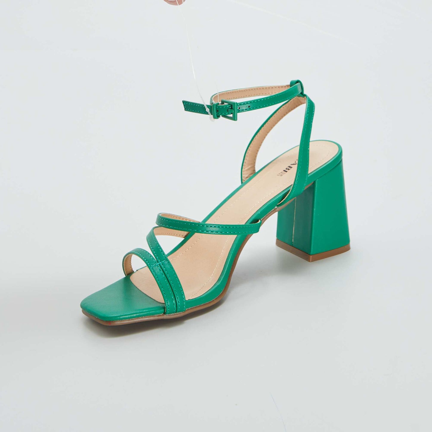 Sandales talon carr avec brides Vert
