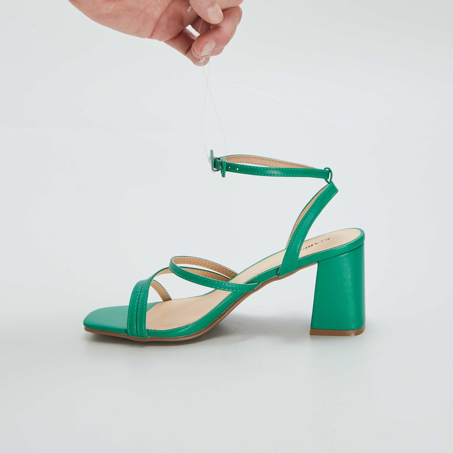 Sandales talon carr avec brides Vert