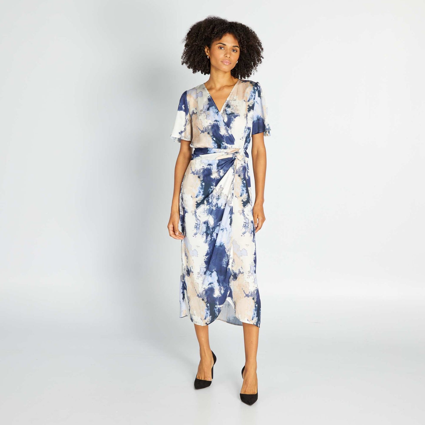 Robe midi tye and dye Bleu