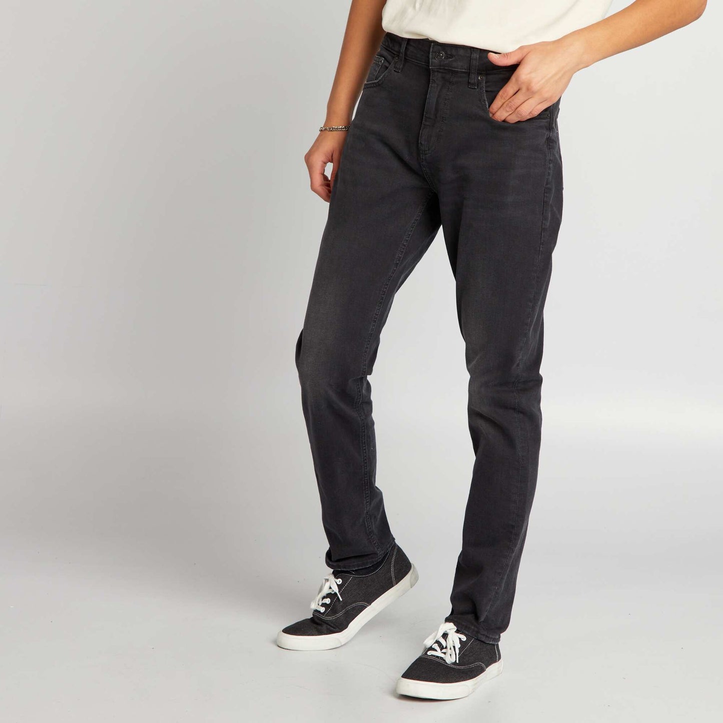 Pantalon denim slim 5 poches Stone