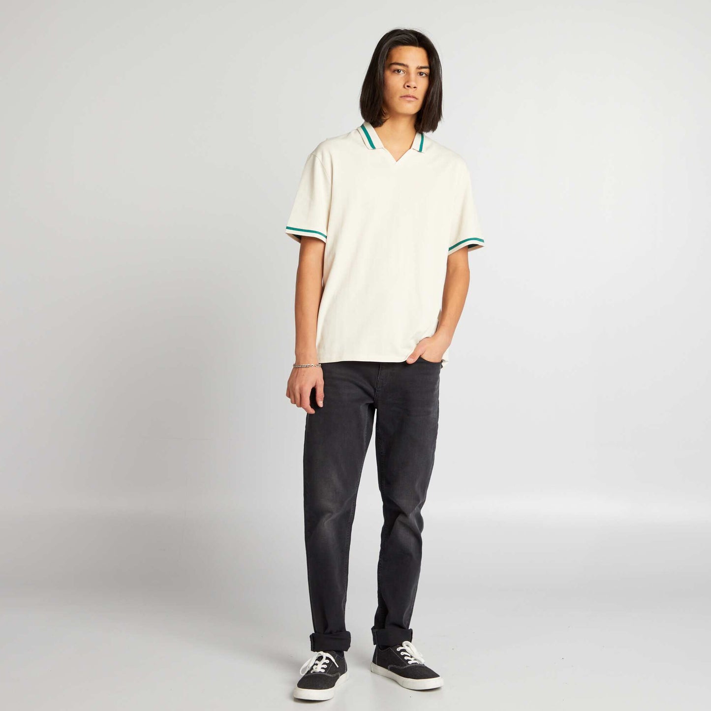 Pantalon denim slim 5 poches Stone