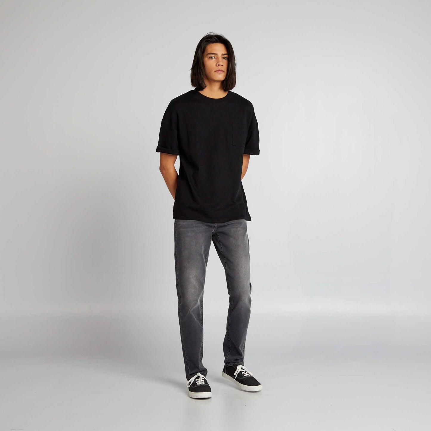 Pantalon denim slim 5 poches Gris