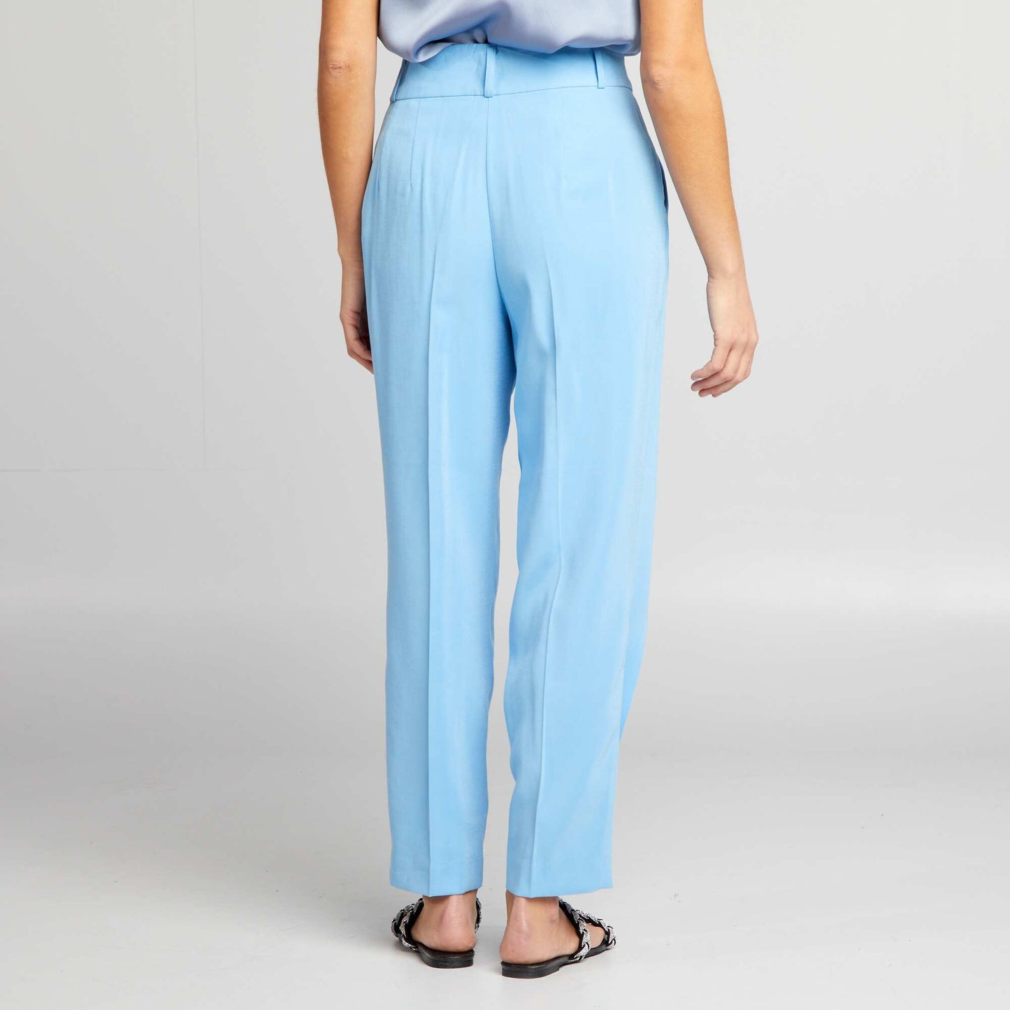 Pantalon droit taille haute Bleu