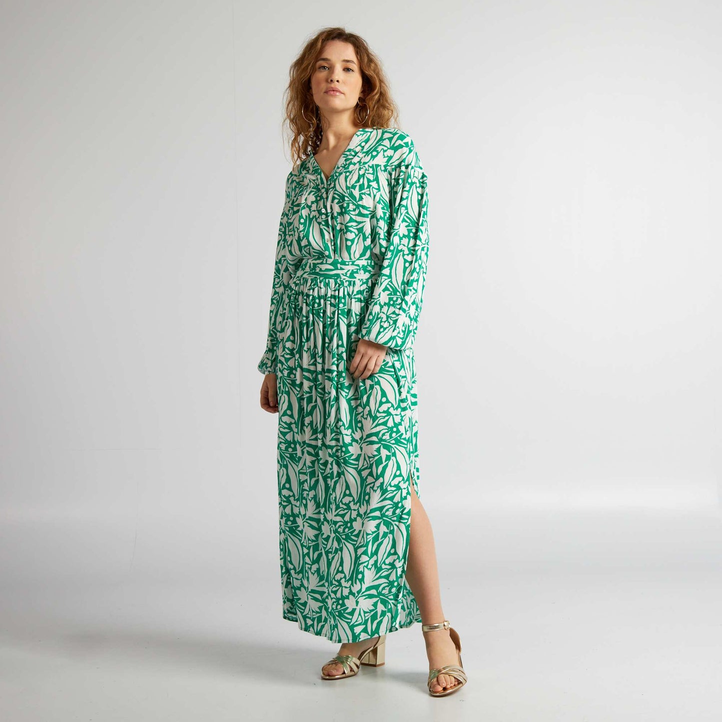 Jupe midi en maille cr p e Vert