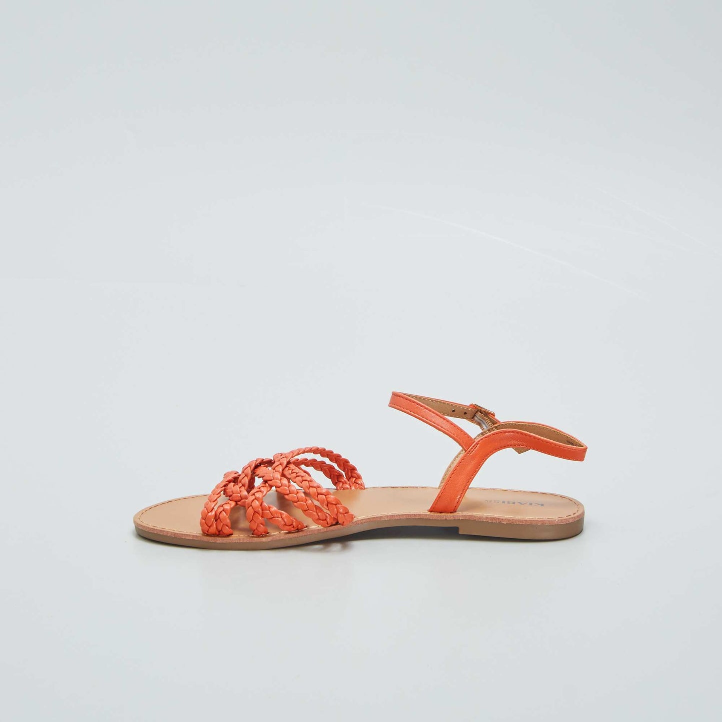 Sandales plates brides tress es Orange