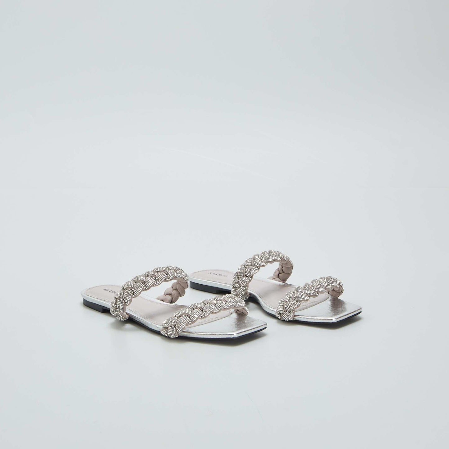 Sandales plates strass Gris