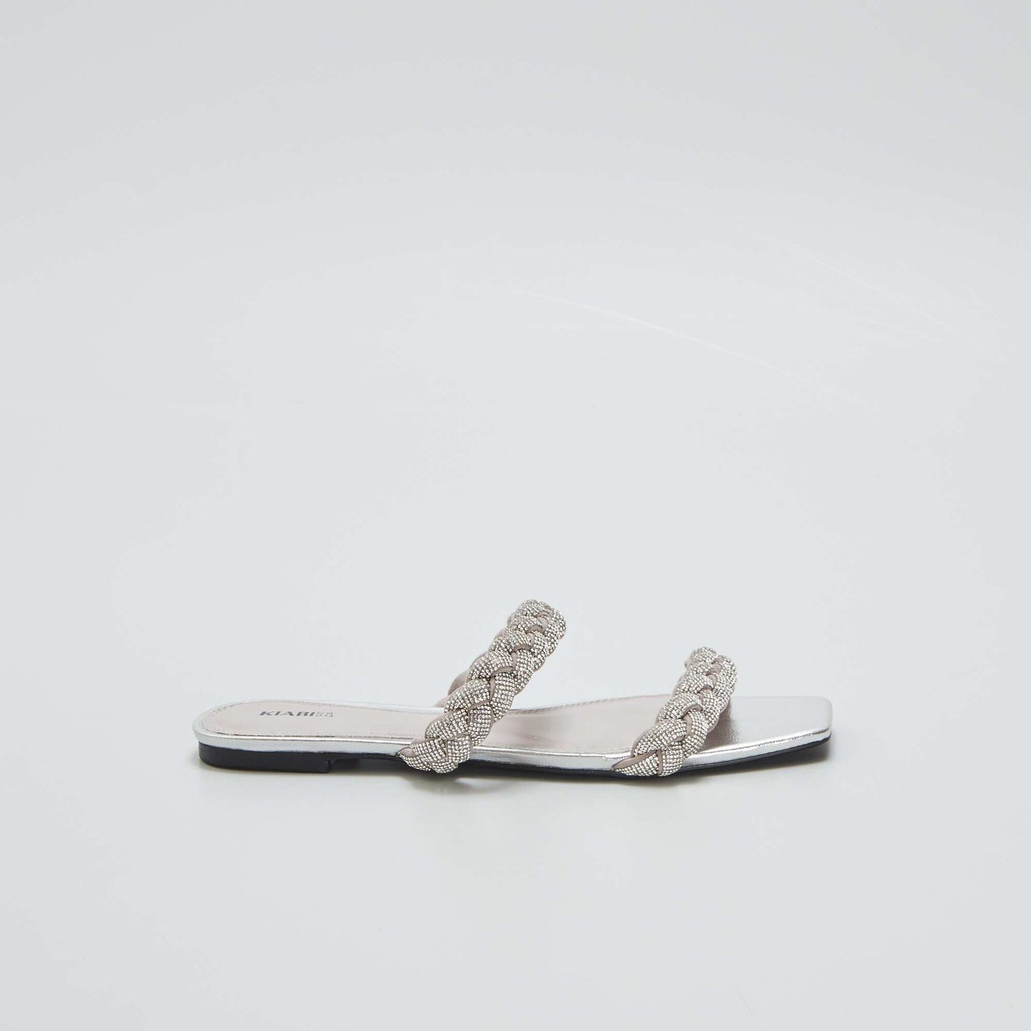 Sandales plates strass Gris