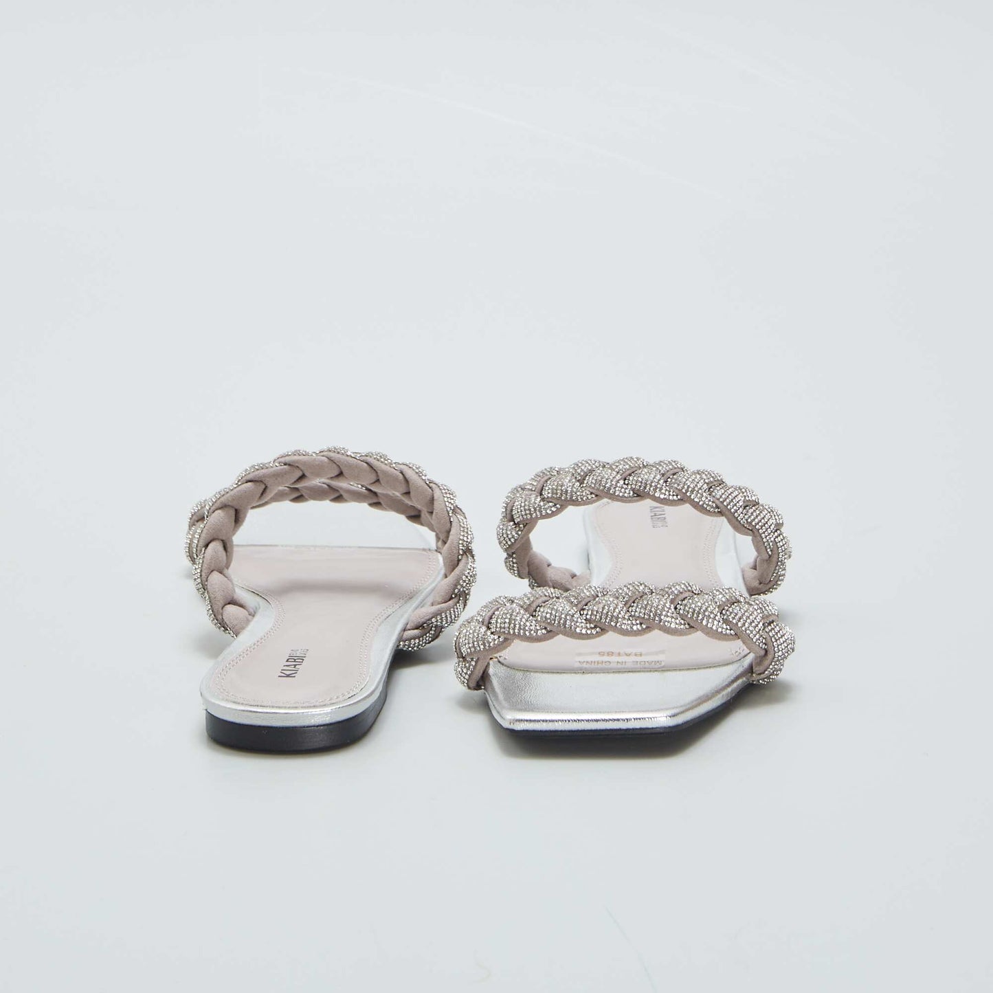 Sandales plates strass Gris
