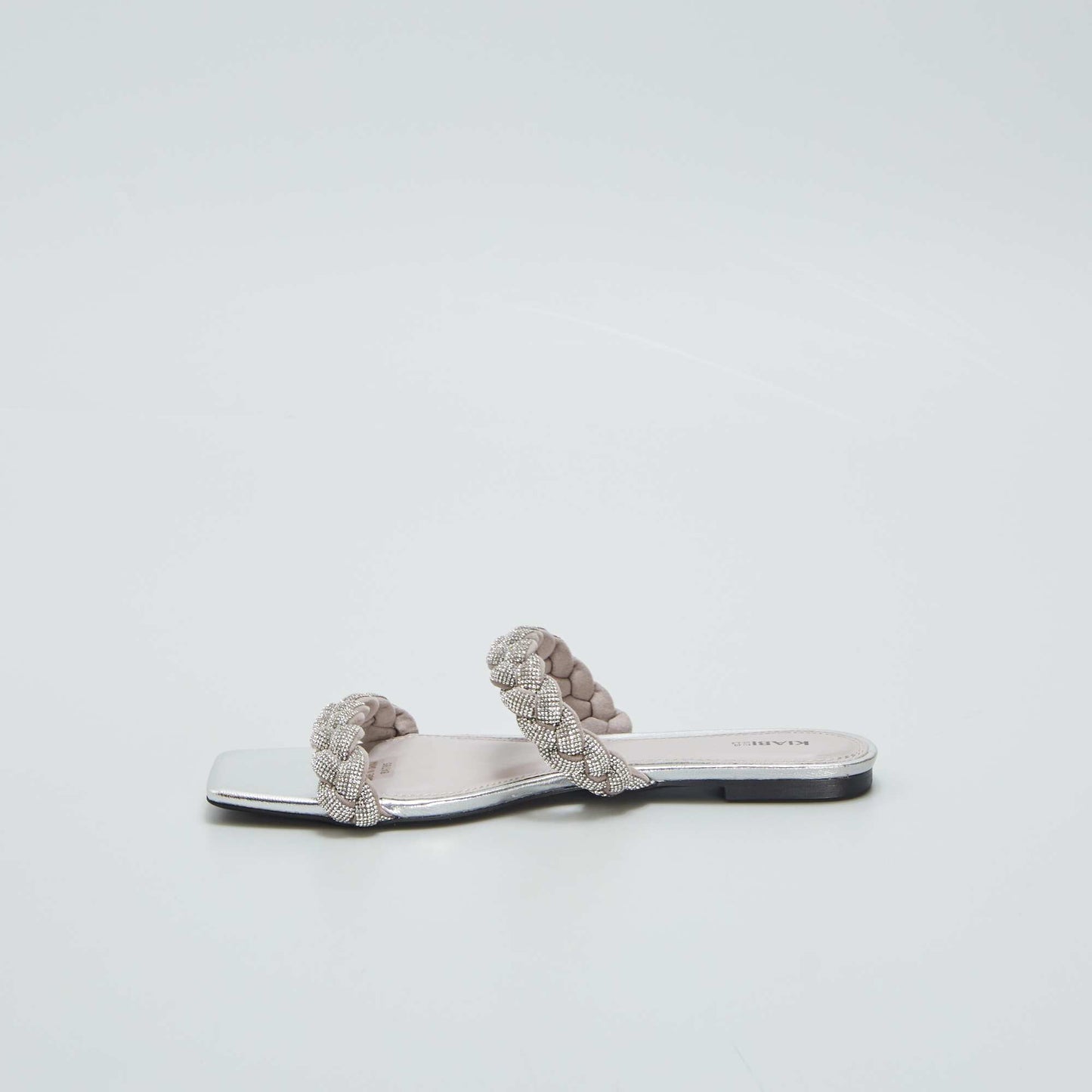 Sandales plates strass Gris