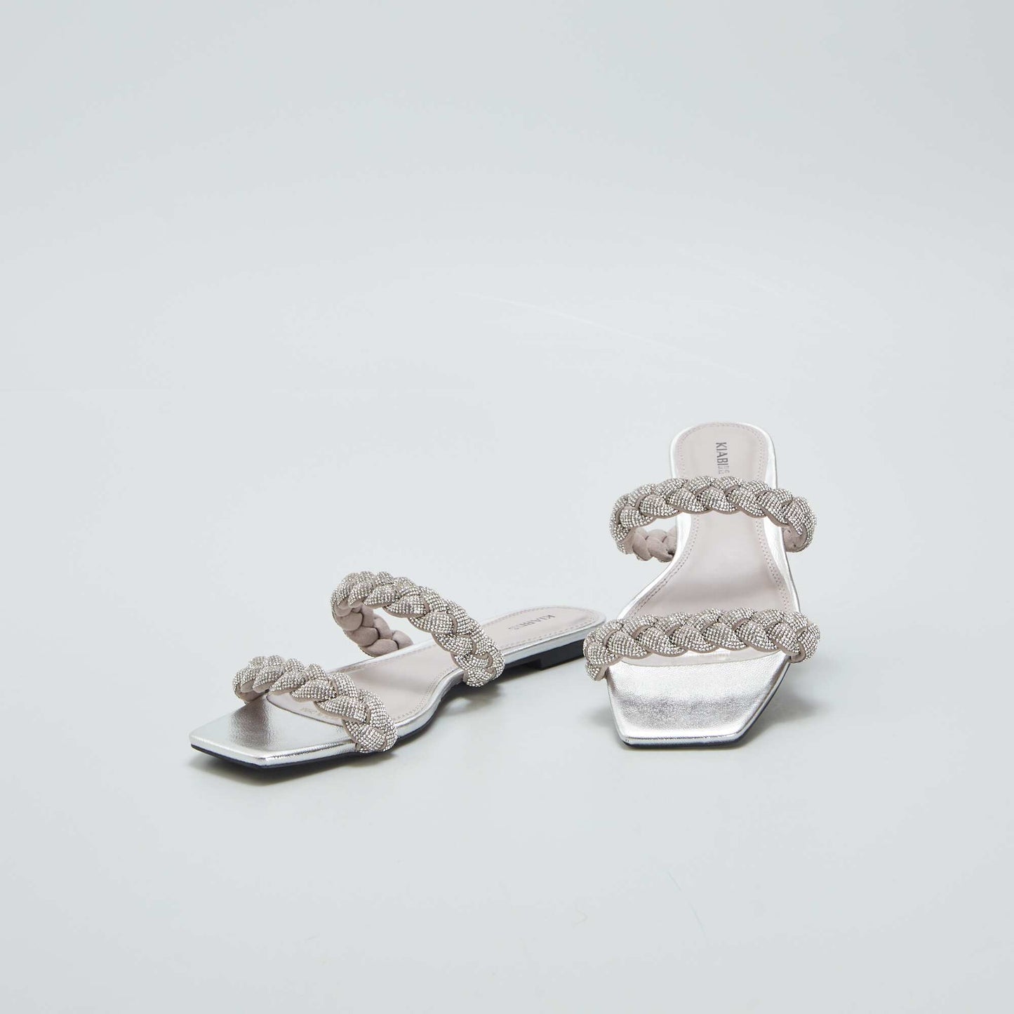 Sandales plates strass Gris