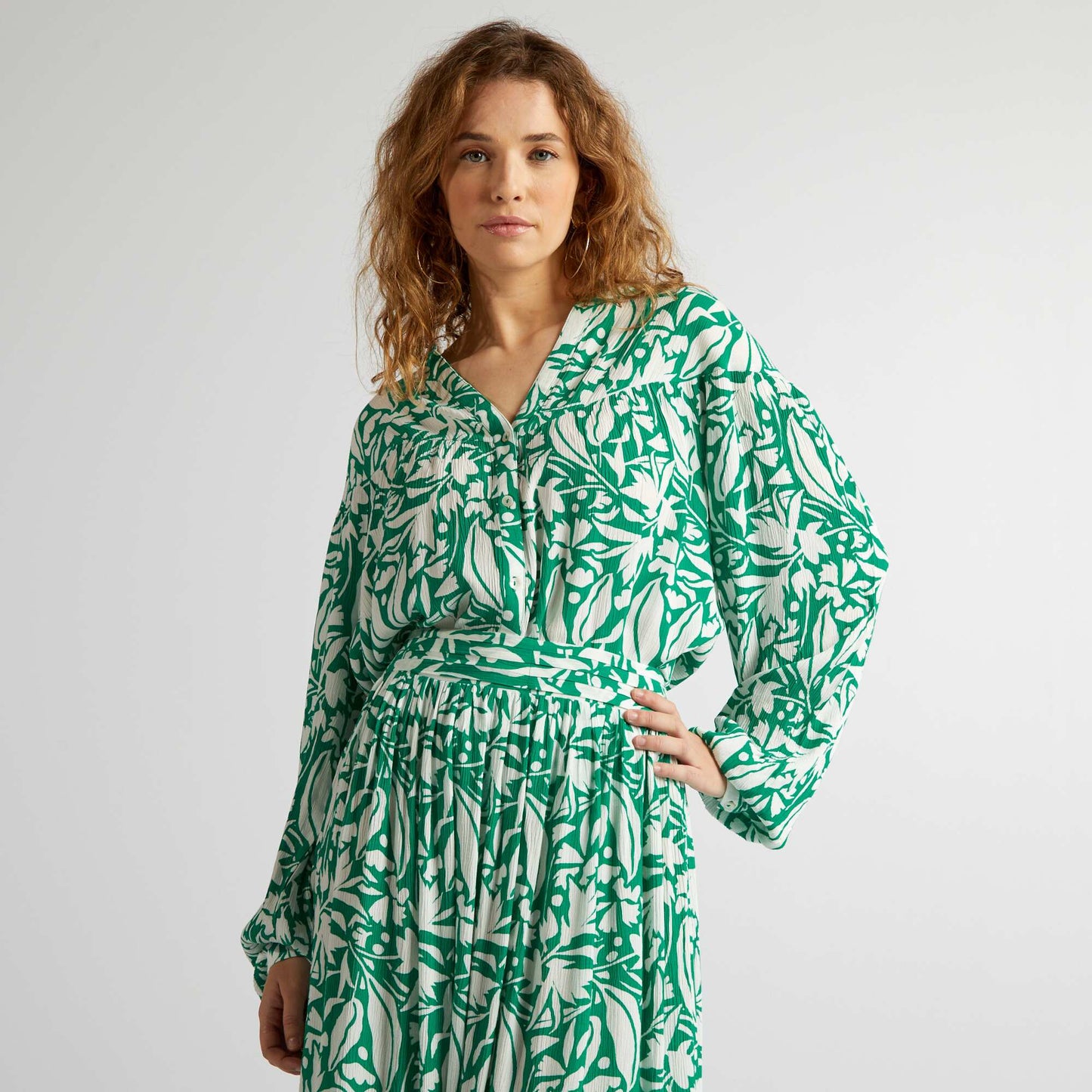 Chemisier manches longues bouffantes Vert