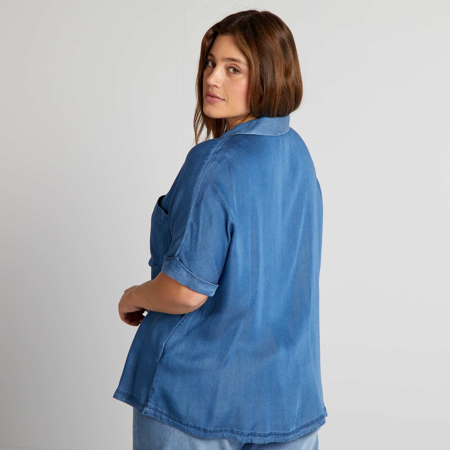 Chemisier l ger col pyjama Bleu