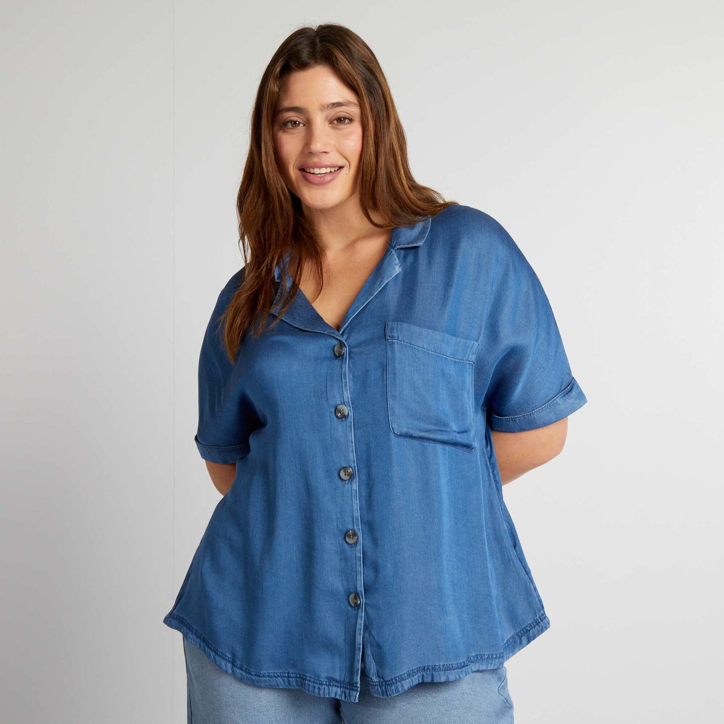 Chemisier l ger col pyjama Bleu