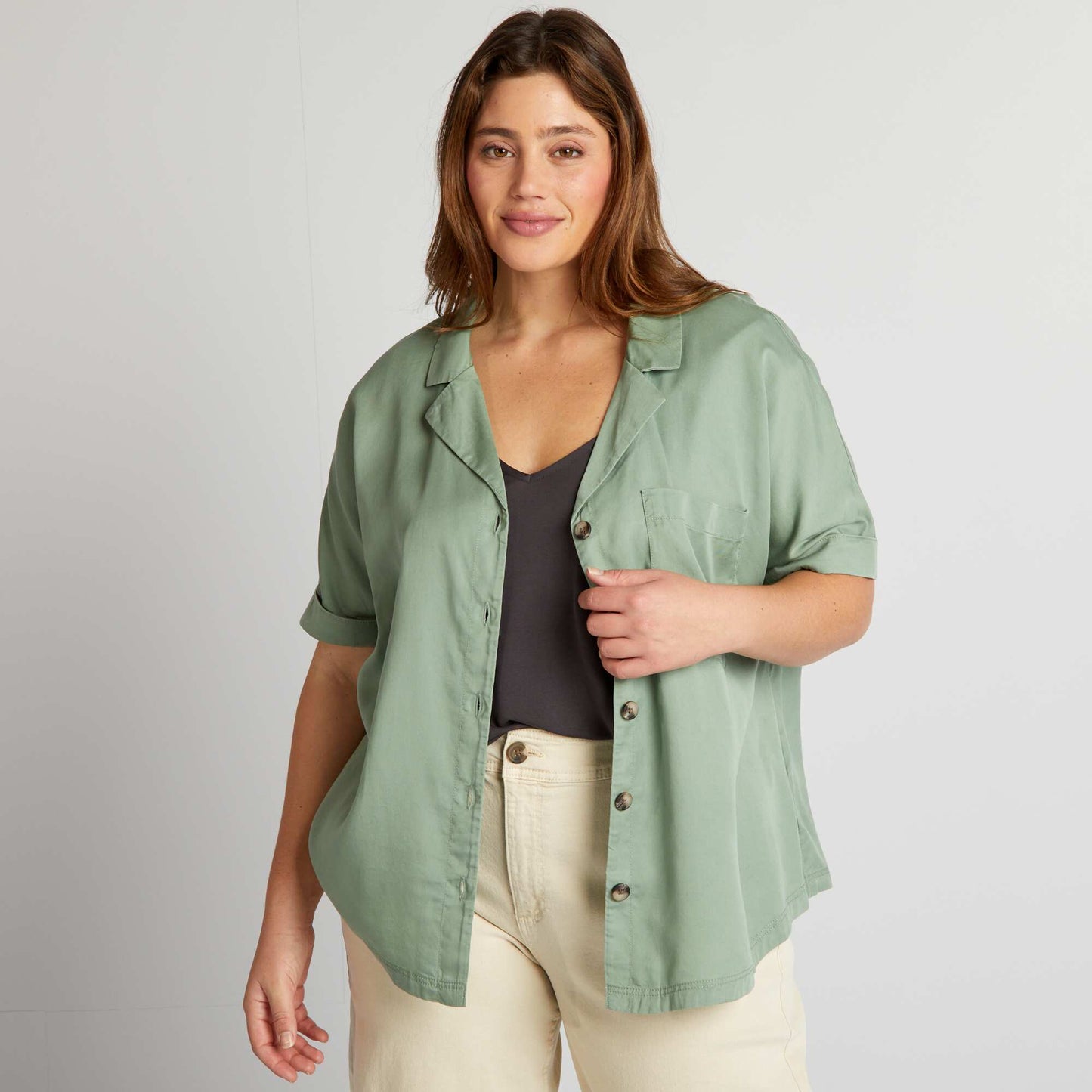 Chemisier l ger col pyjama Vert