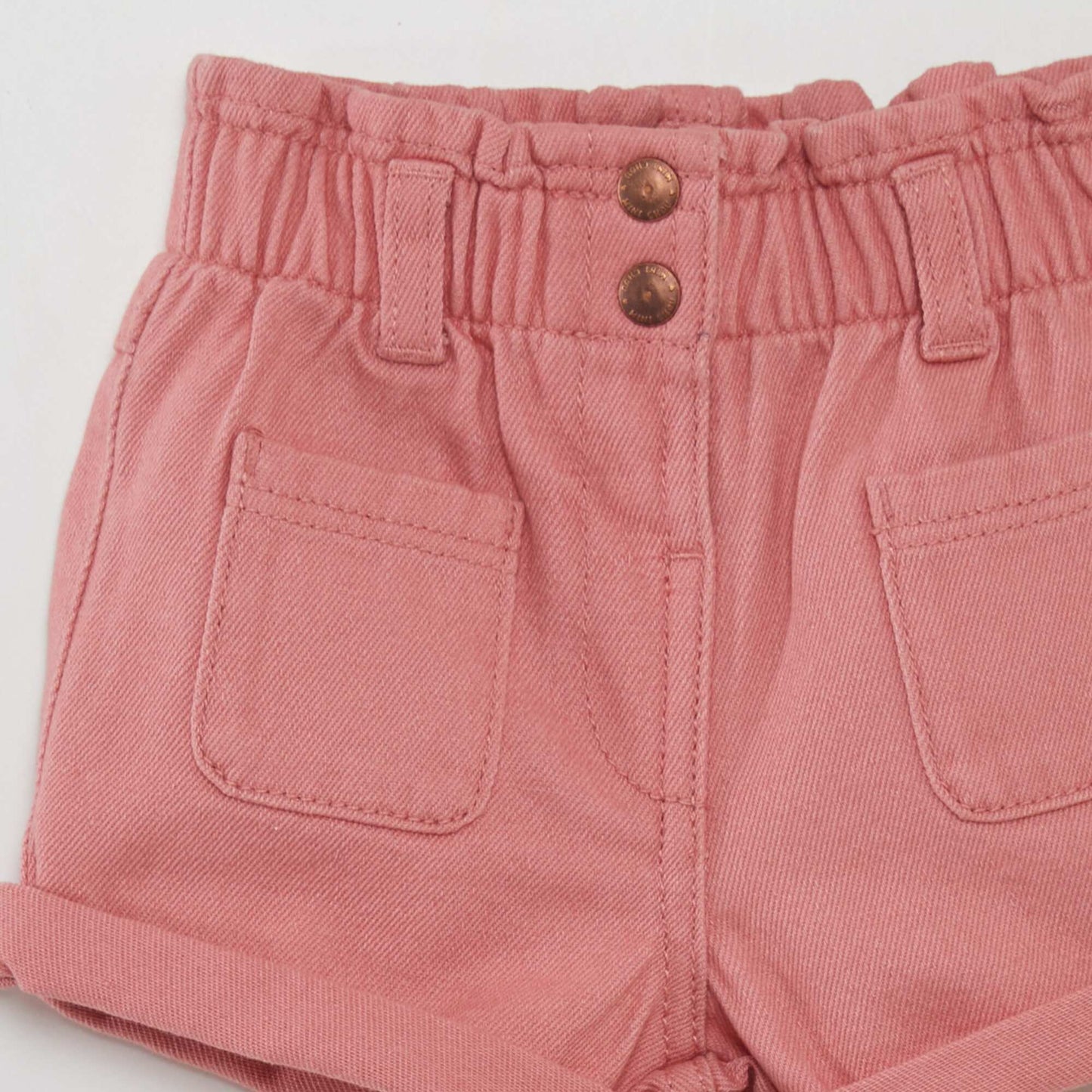 Short en denim effet smock rose