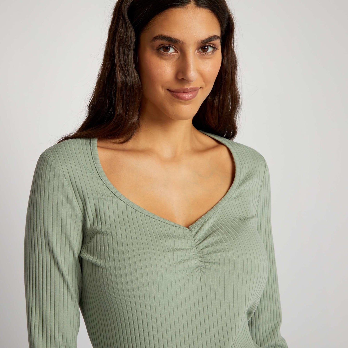 T-shirt c tel avec col fantaisie Vert